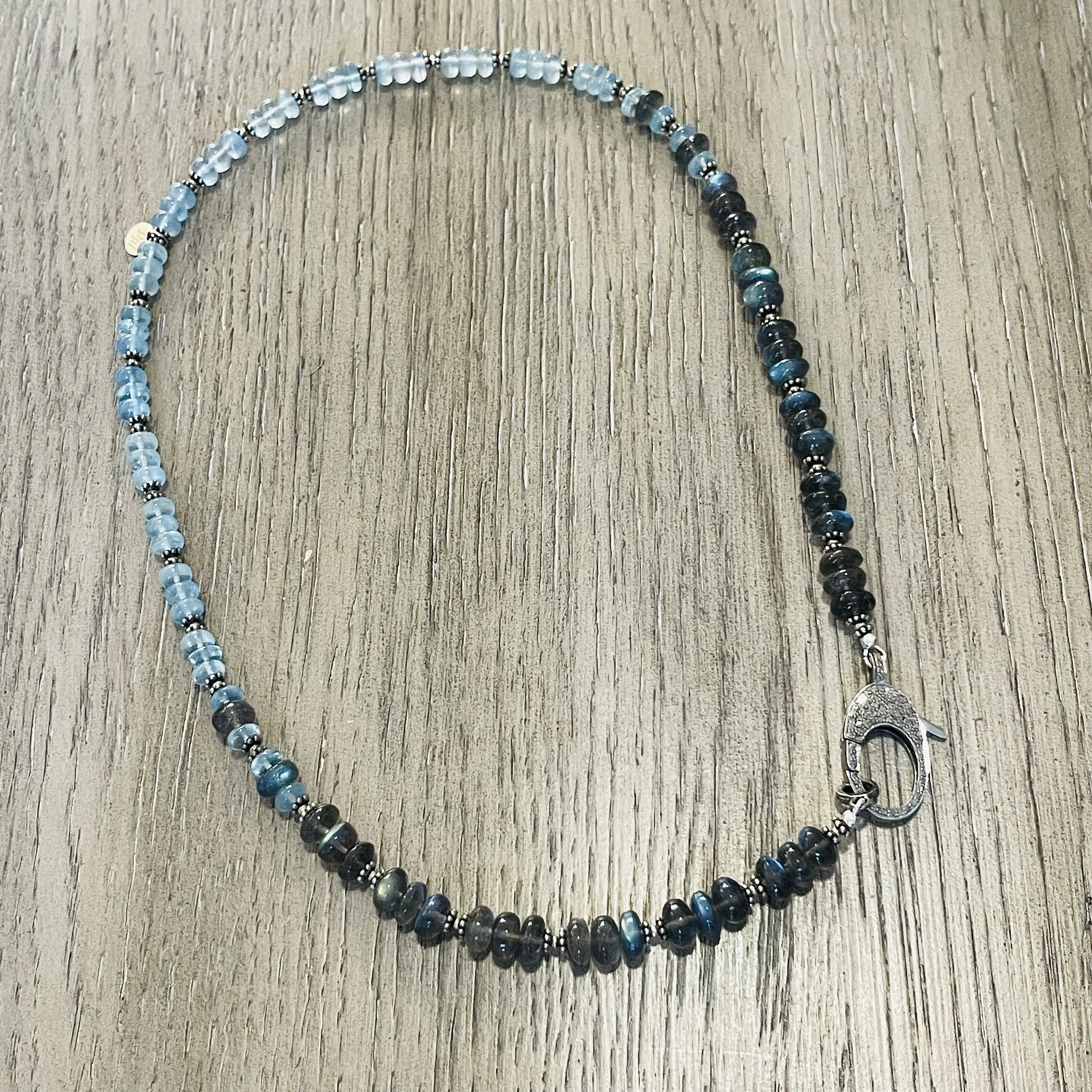 Aquamarine Labradorite Bali Silver Necklace