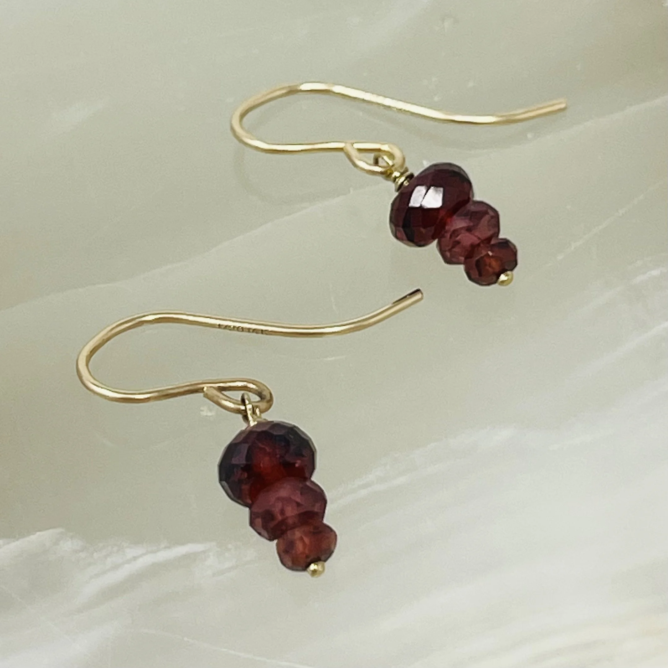 Triple Garnet Drop Earrings