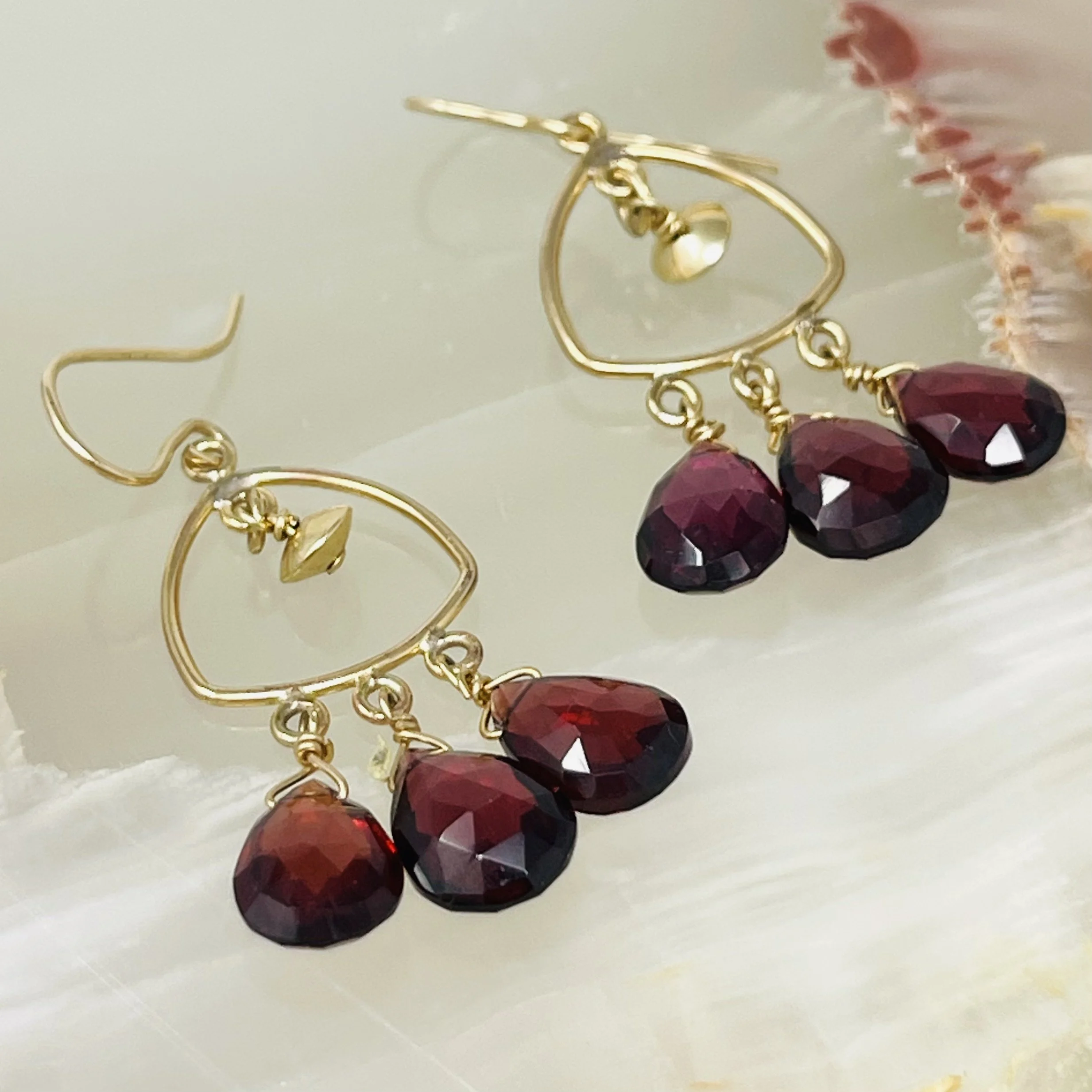Garnet Briolette Drop Earrings