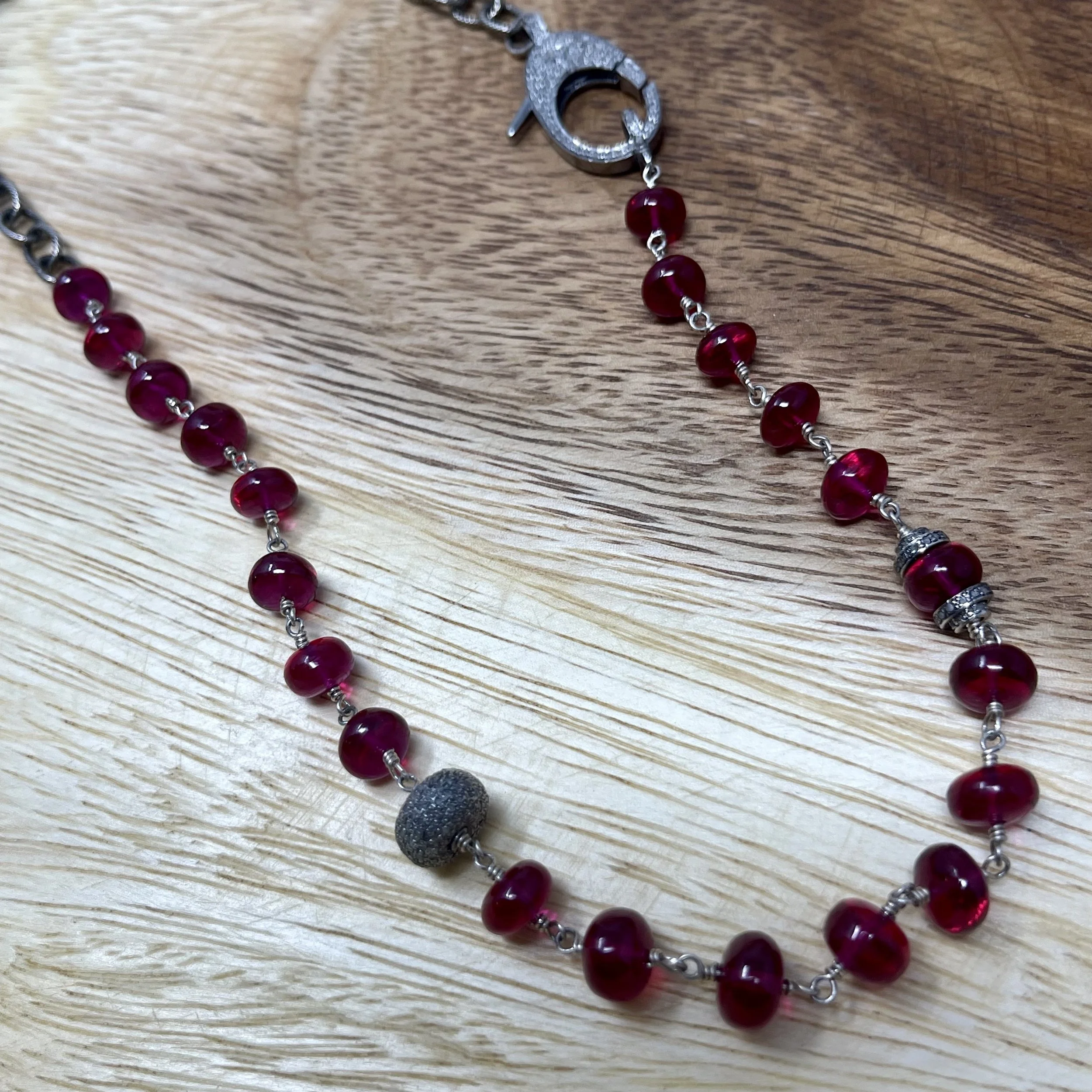 Ruby Wrapped Pave Diamond Necklace