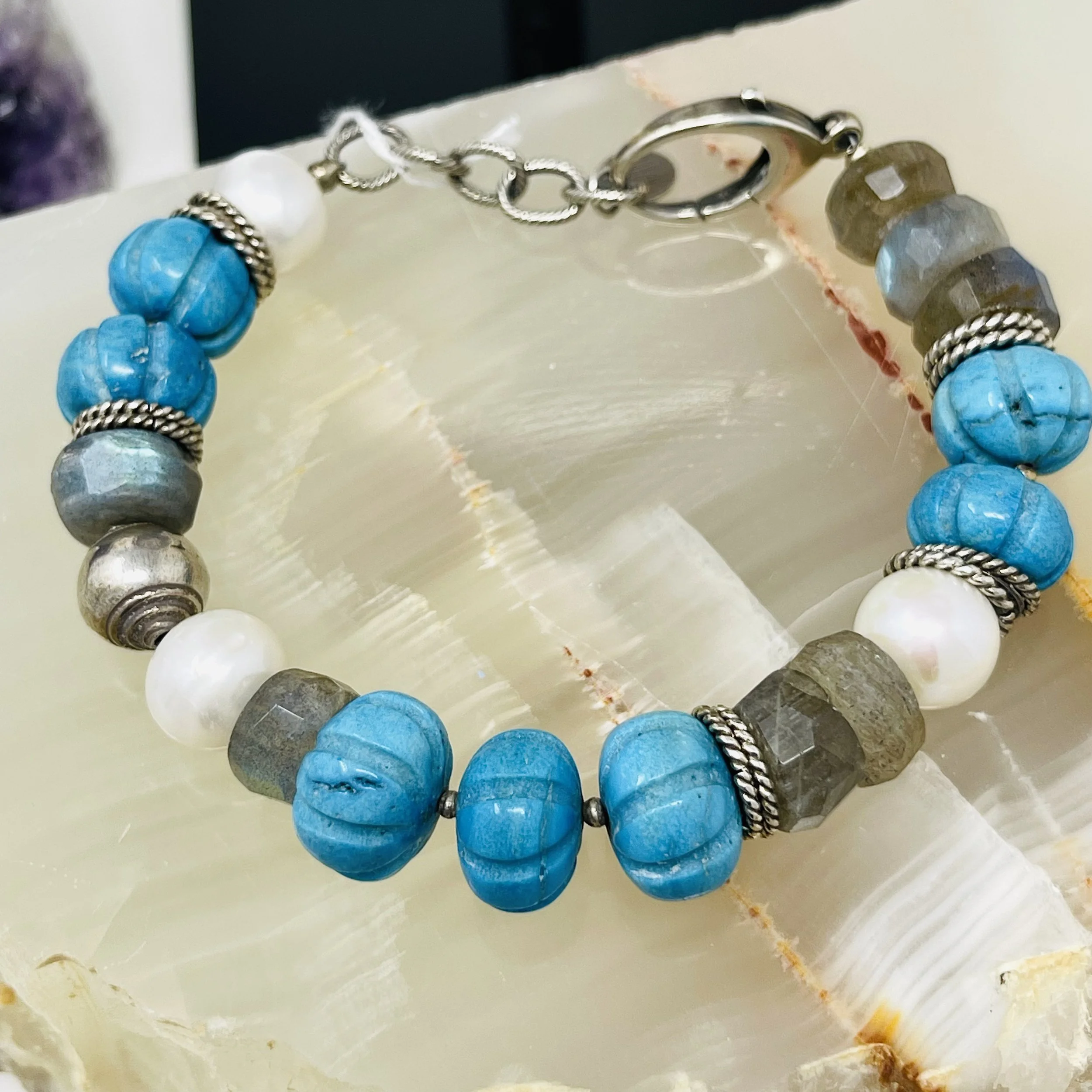 Rare Antique Turquoise Labradorite Bracelet