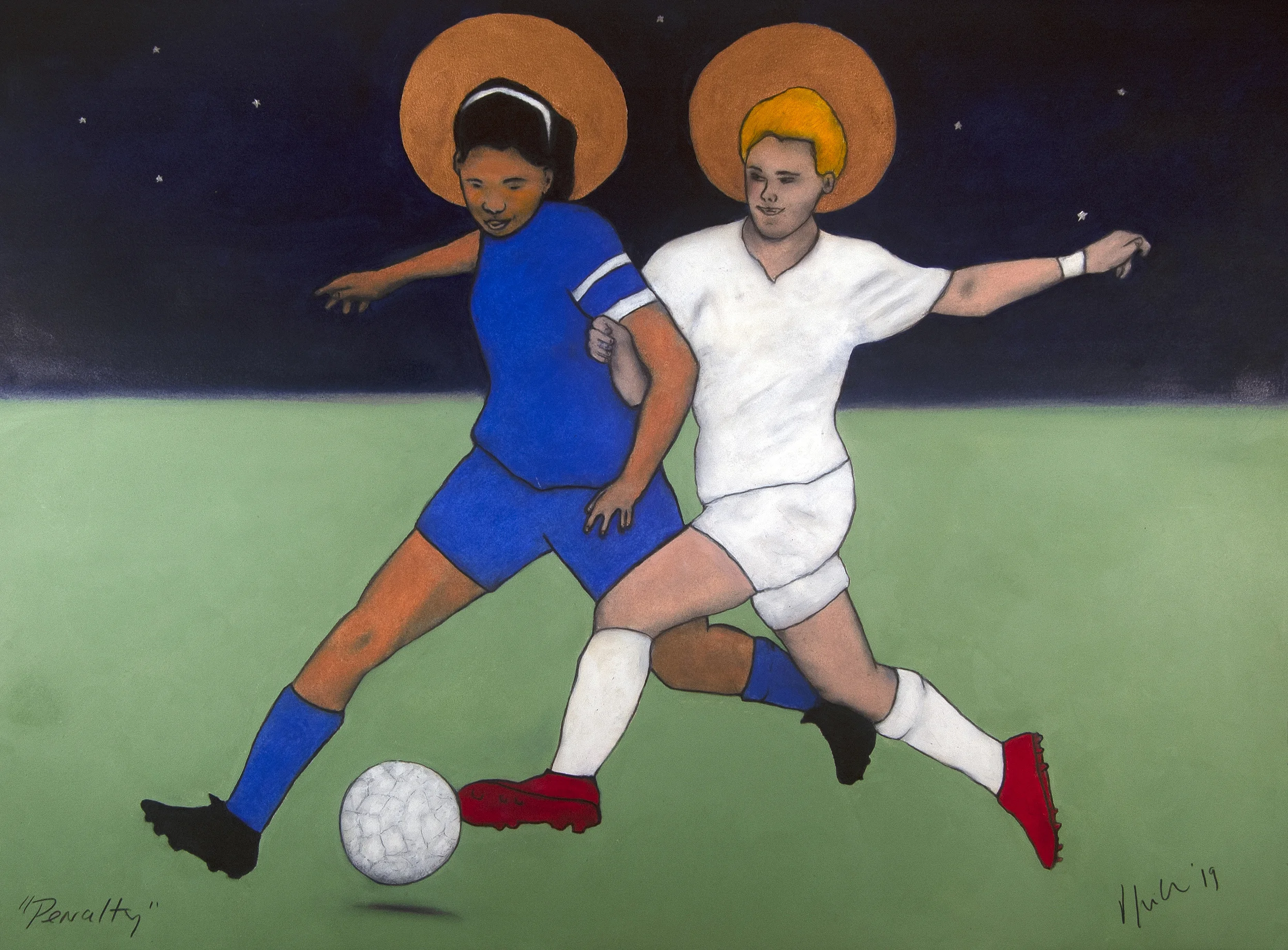 Penalty oil on Rives paper 22x30 2019
