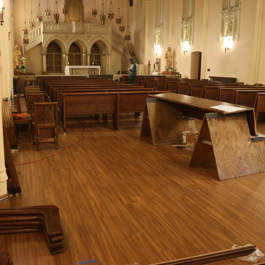 Installation of the new pews!