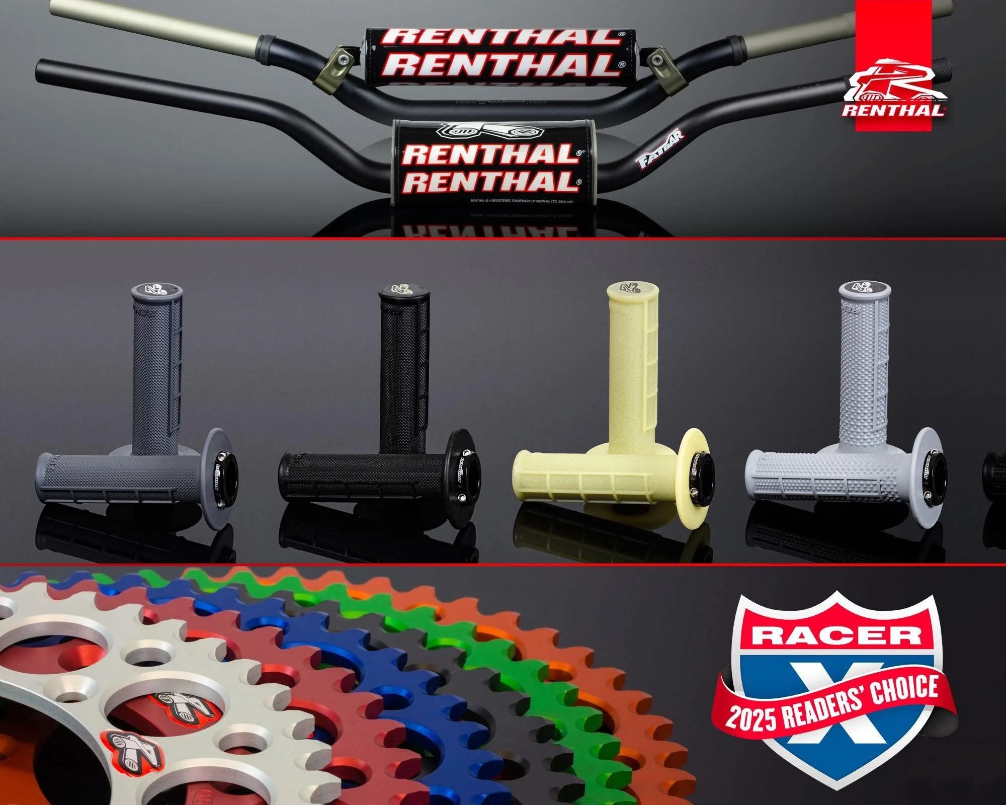 The People Have Spoken 🏆

#1 in Handlebars
#1 in Grips
#1 in Sprockets

At Renthal, they take pride in manufacturing some of the highest-performing components in the industry. Having their products ranked #1 across these key categories is a testamen