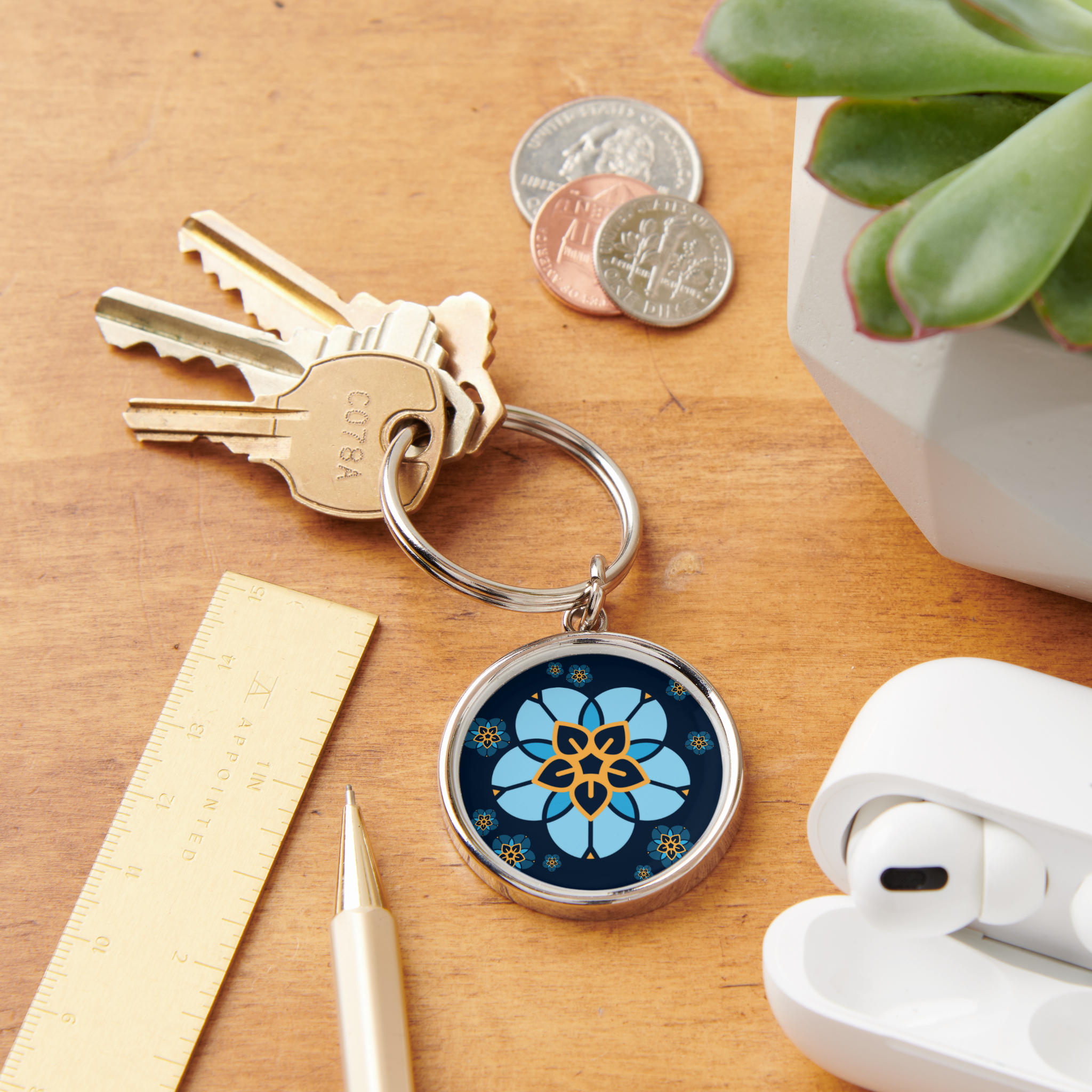 World Childless Week keyring multi flower (navy).png