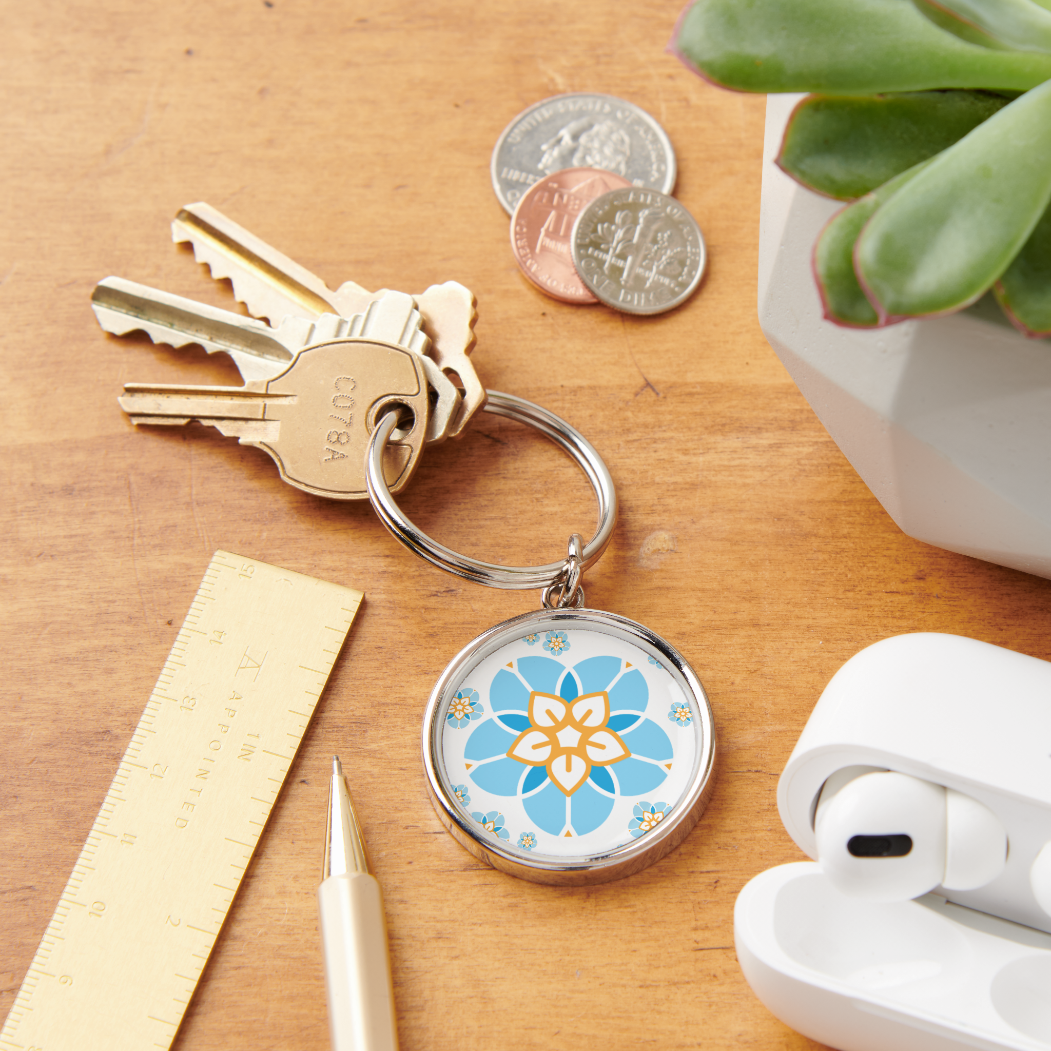 World Childless Week keyring multi flower (white).png