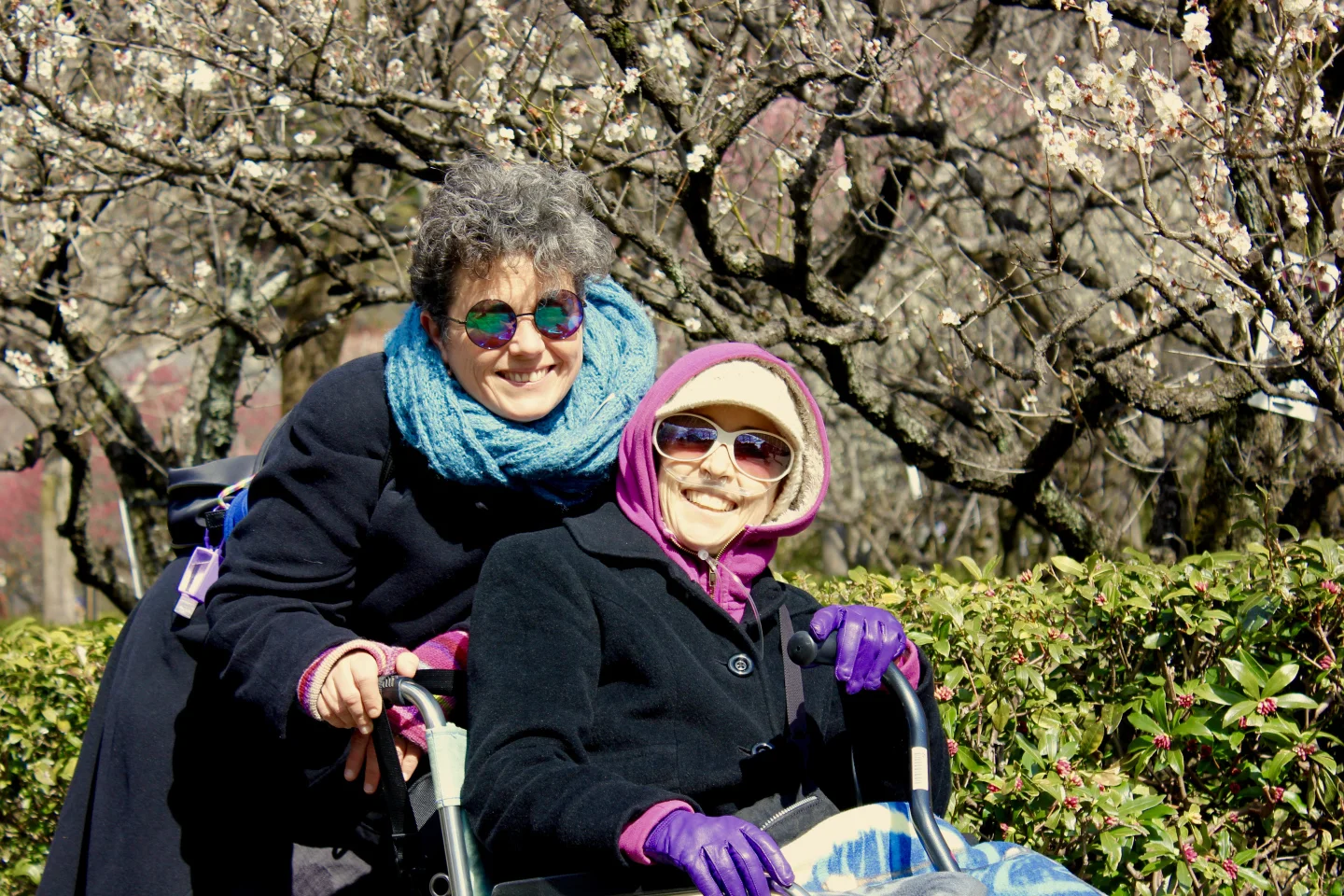 Fabulous as ever, Victoria and Mhairi together in the blossom park