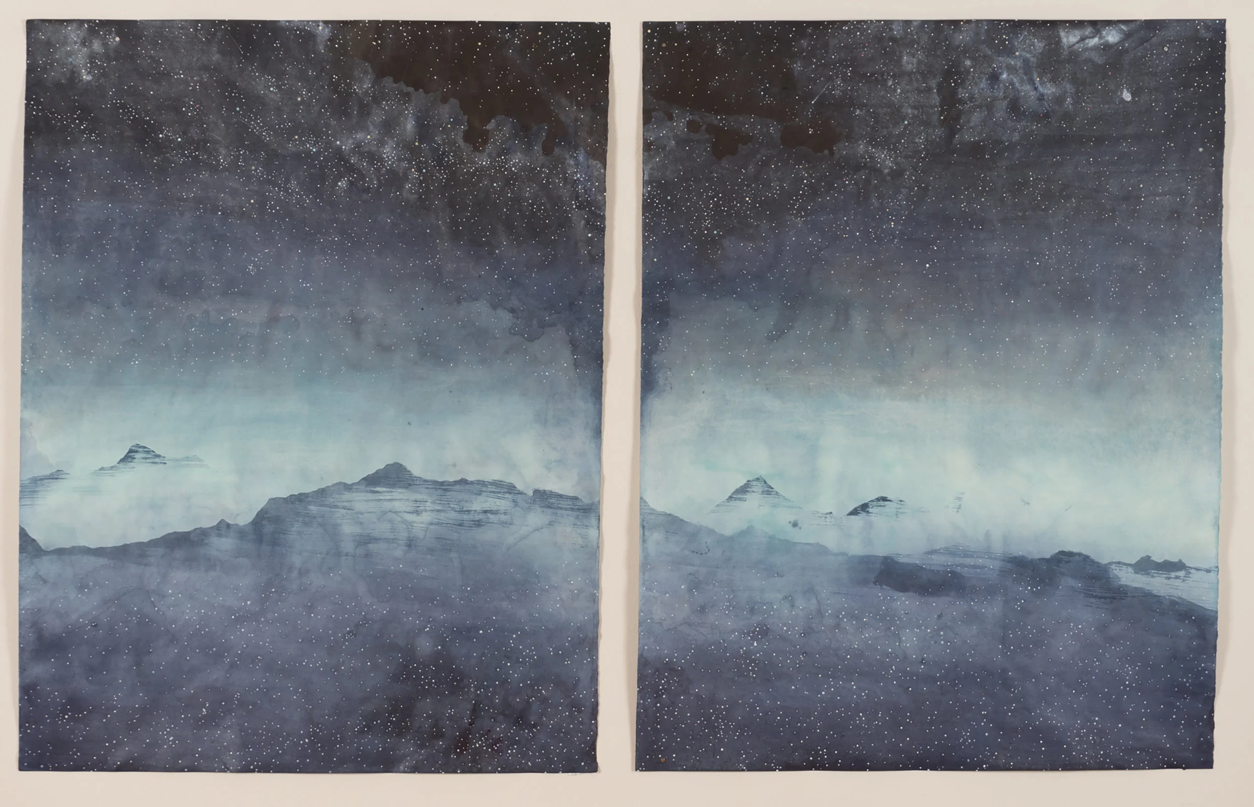 Elemental (mountain sky), 2017, 48" x 76", Ink, Mica, gouache on paper