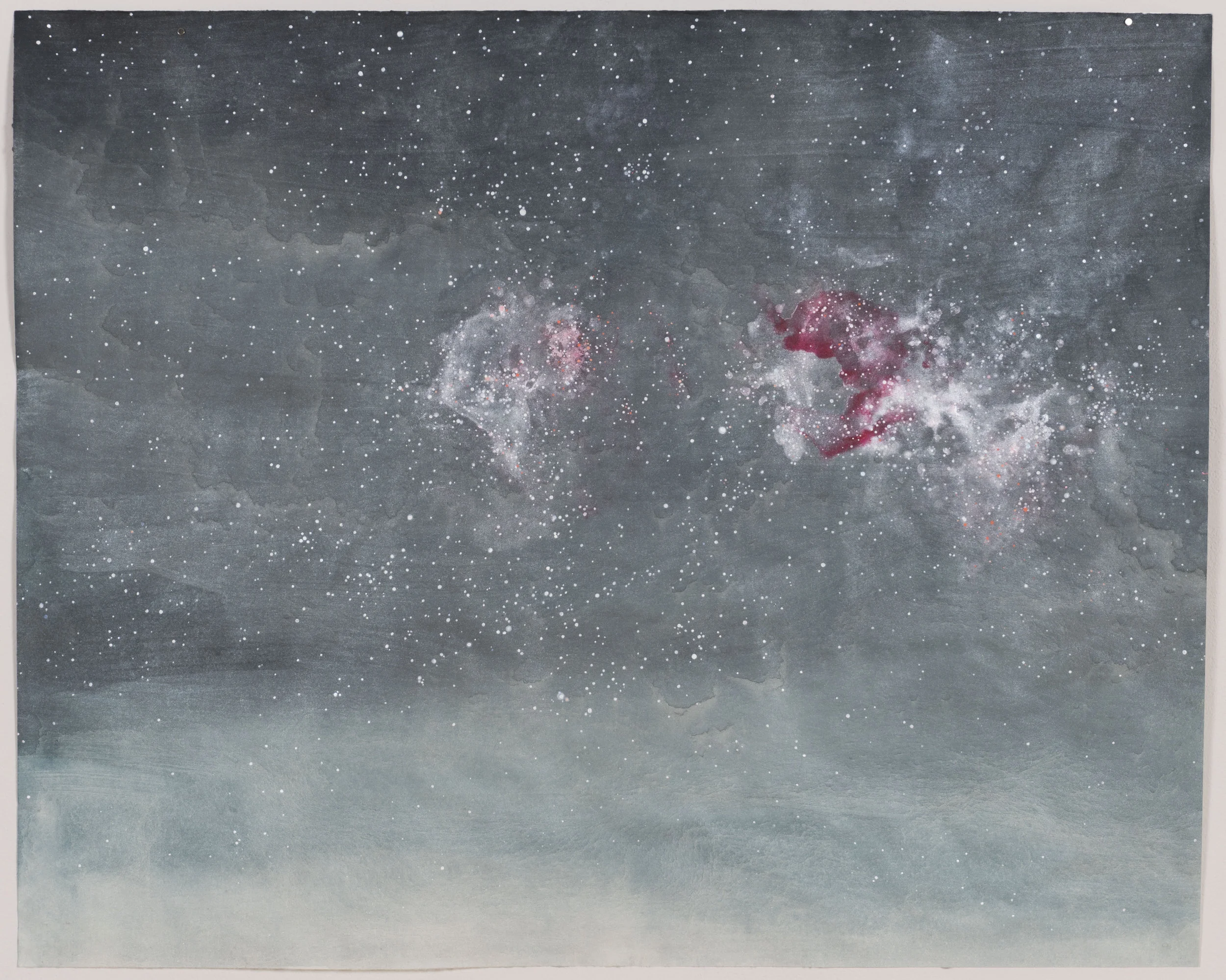 Nebula (red), 2017, 32" x 38", Ink, mica, gouache on paper