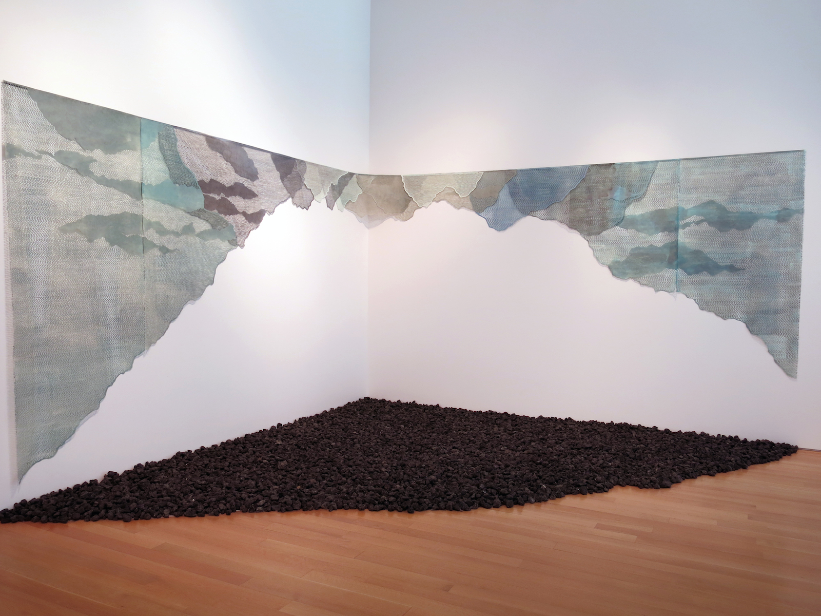 Ice Shifts, 2012, Grand Rapids Museum of Art, cut paper, ink and lava rock