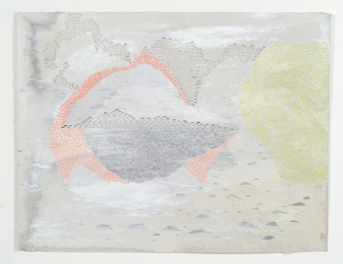Icelandic Meditations (buried), 2012, silkscreen and gouache on cut paper