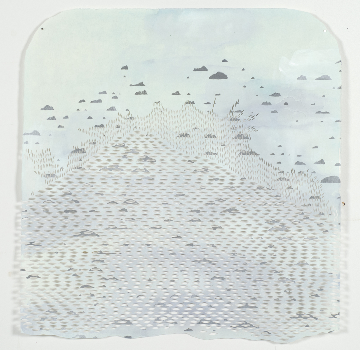 Icelandic Meditation (mirage) 19.5" x 19. silkscreen on cut paper