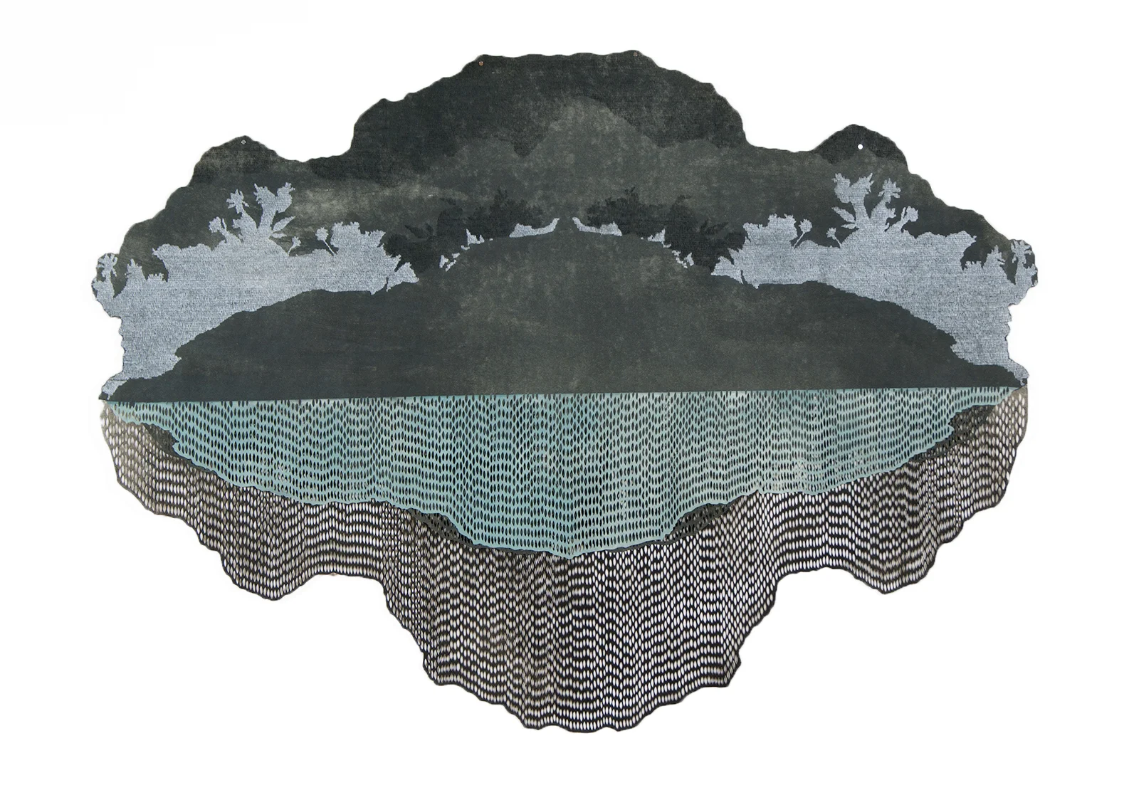 Ash Strata, 2013, 44" x 60", ink and carbon transfer on cut paper