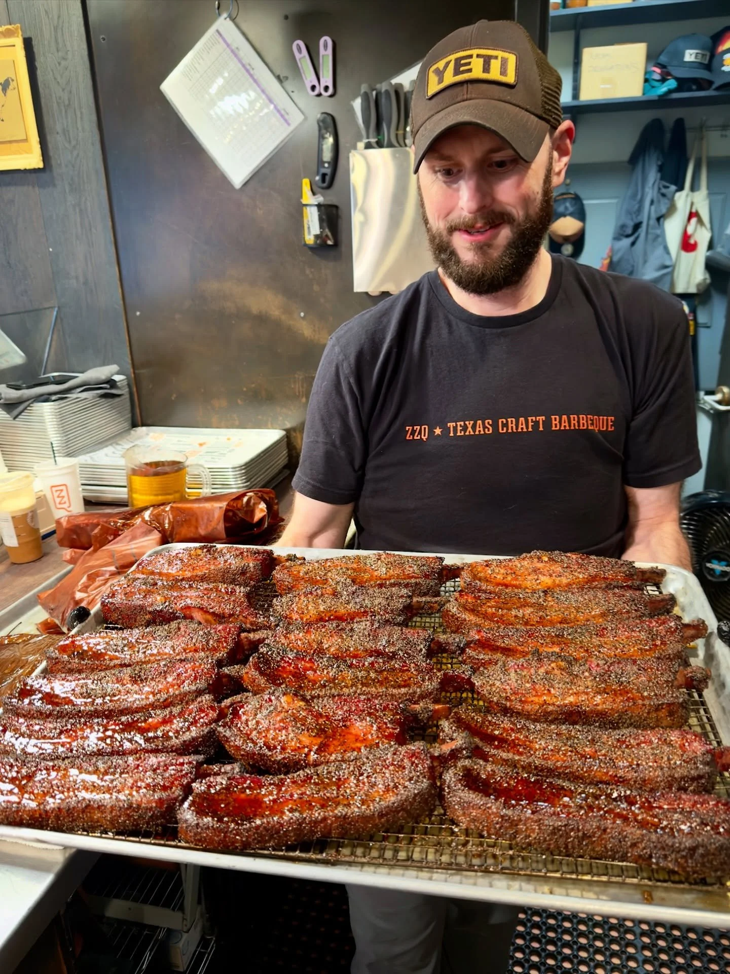 Find someone who looks at you in the morning like Erik looks at our bacon ribs.😜 

Available Sundays only at @zzqrva! Get here early because they go fast. 💨 See y&rsquo;all soon.
