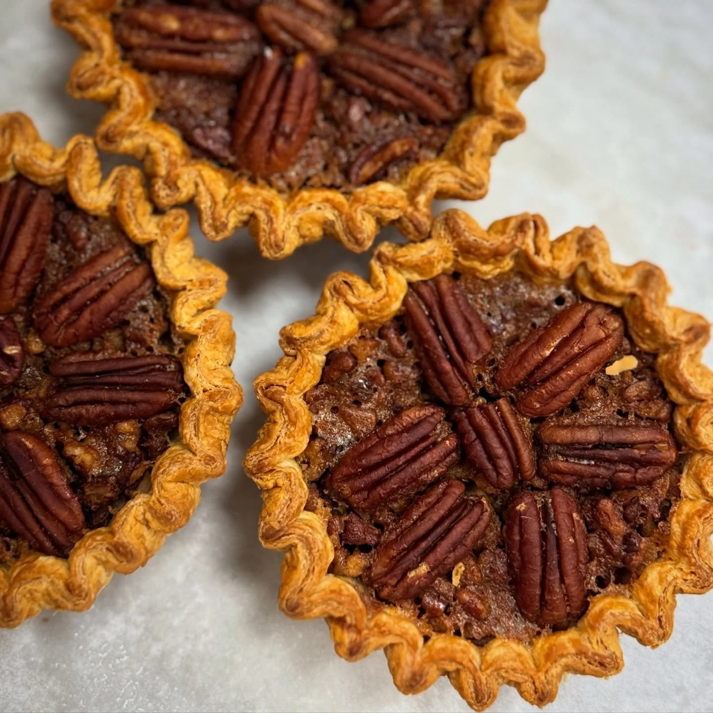 The perfect size Pecan Pie to split OR enjoy by yourself&hellip;you choose! 😉 Add one to your tray today! Doors open at 11:00 and we will also have Beef Cheeks and Brats on special today.