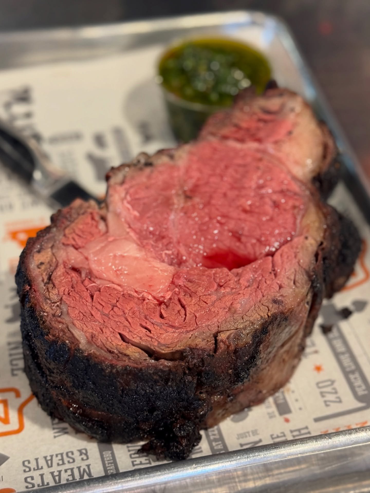A record was set here at @zzqrva last weekend&hellip;the BIGGEST slice of Prime Rib ever served. 😳 Think you could finish it? 

Prime Rib is available every Sunday at ZZQ.