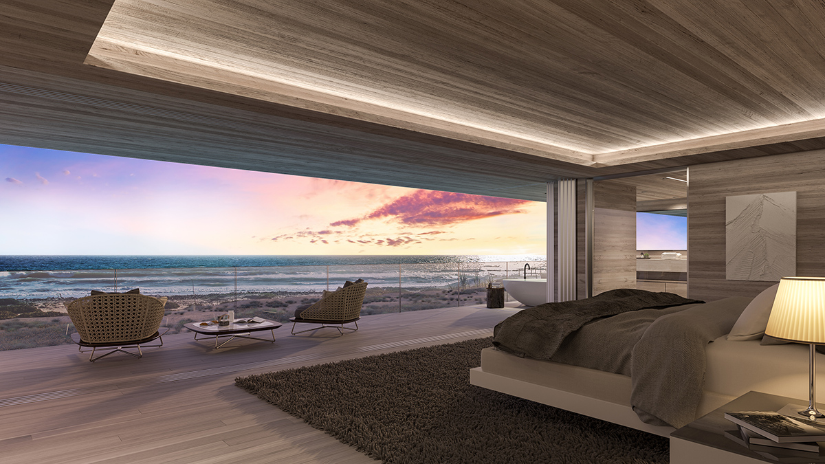 Malibu Broad Beach Home Bedroom Rendering