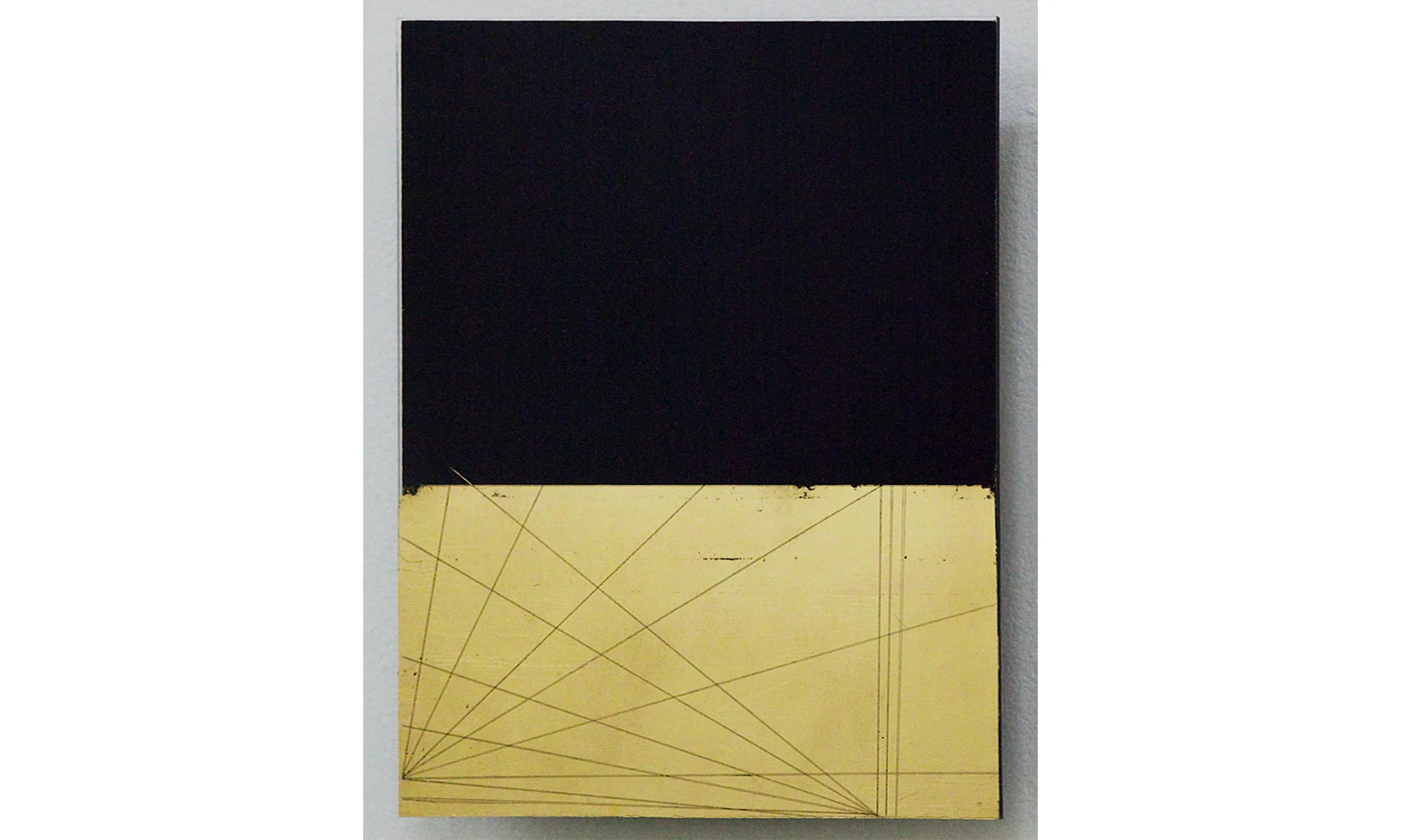 Untitled 2014-15 24 karat gold leaf on black glass 12h x 9w in