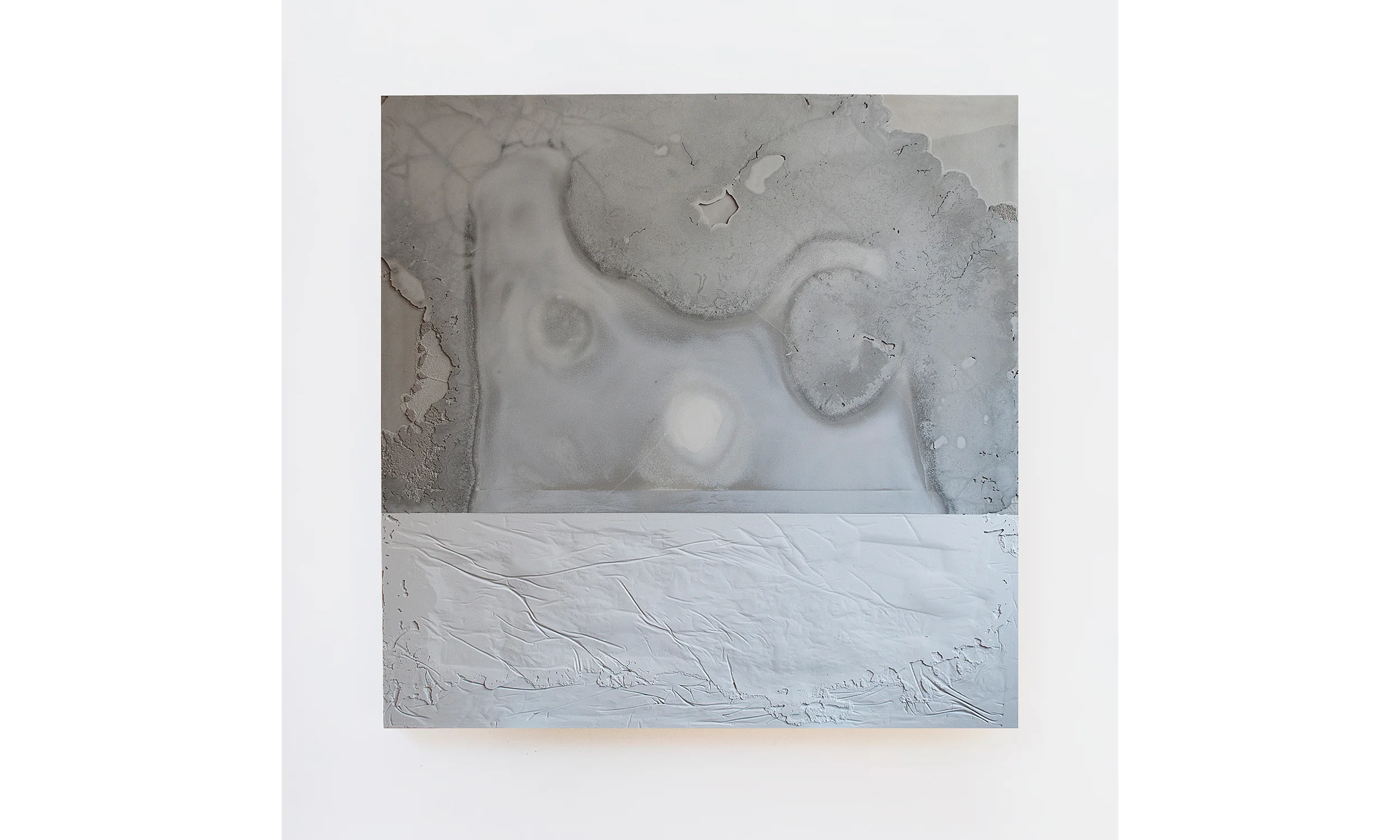 A Ghosting III 2014 Cast cement and paint 52.50h x 52.50w x 2.50d in