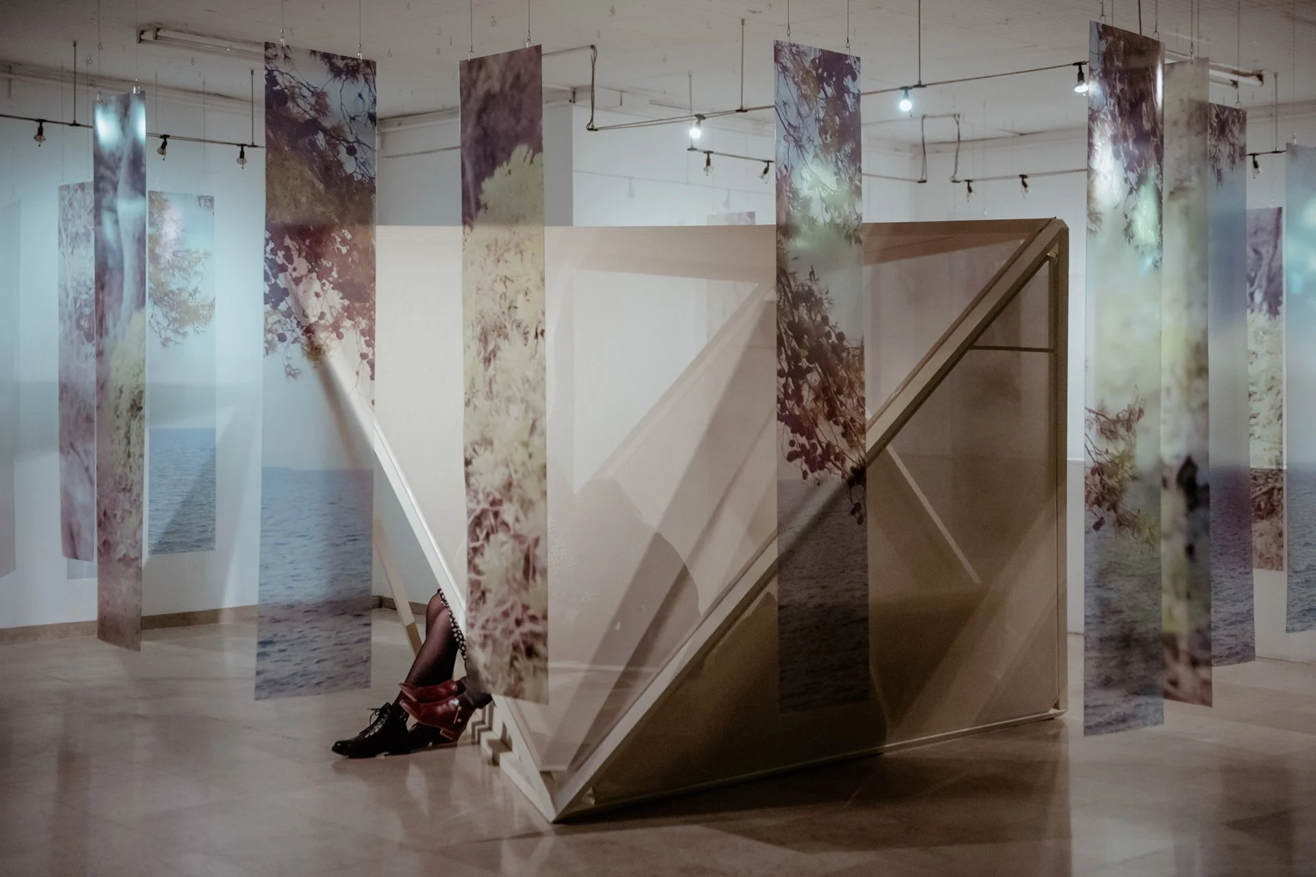  The exhibition  Out of Office  presented our studio through experiences gathered outside the workplace, using the summer on the island of Rab as a starting point. We were inspired by moments of heightened sensitivity to the landscape; its colors, te