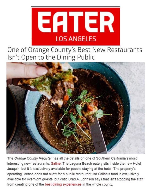 EXTRA, EXTRA... READ ALL ABOUT IT!! The best dining experience in the county is at Saline inside @hoteljoaquin and @eater agrees!! #HotelJoaquin #Saline #AuricRoadProperties #Eater #EaterLA #OrangeCounty #Foodie #traveldestination