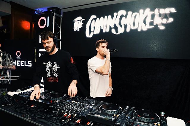 About last night... @thechainsmokers &amp; @chanteljeffries performing at the launch party of Wheels! Congrats @takewheels , you guys know how to throw a party. Now off to find a Wheels scooter... 🛵🛵 #takewheels #sunsettowerhotel #thechainsmokers