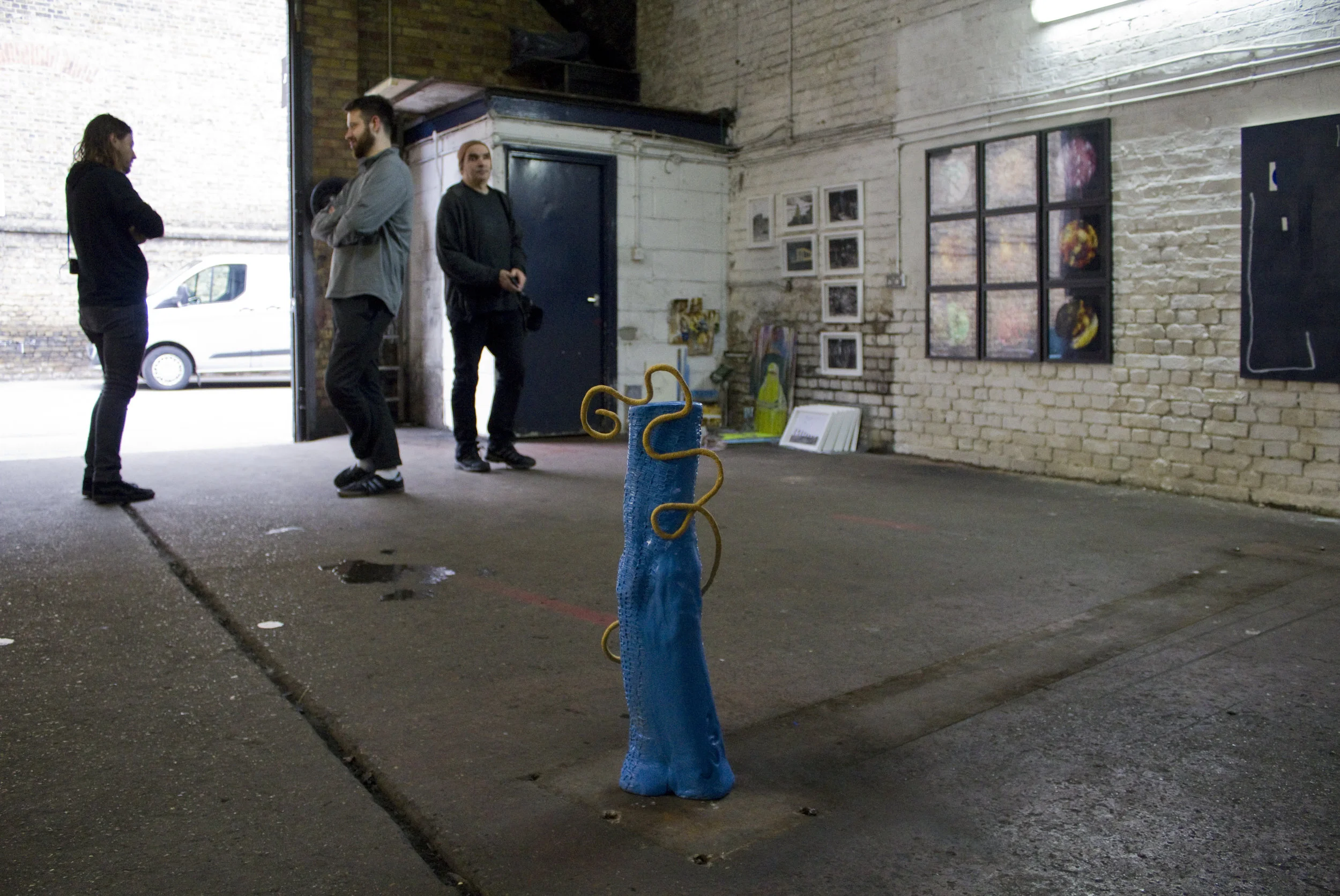 Greeting visitors at Sluice Biennial. Hackney, London (October 2017)