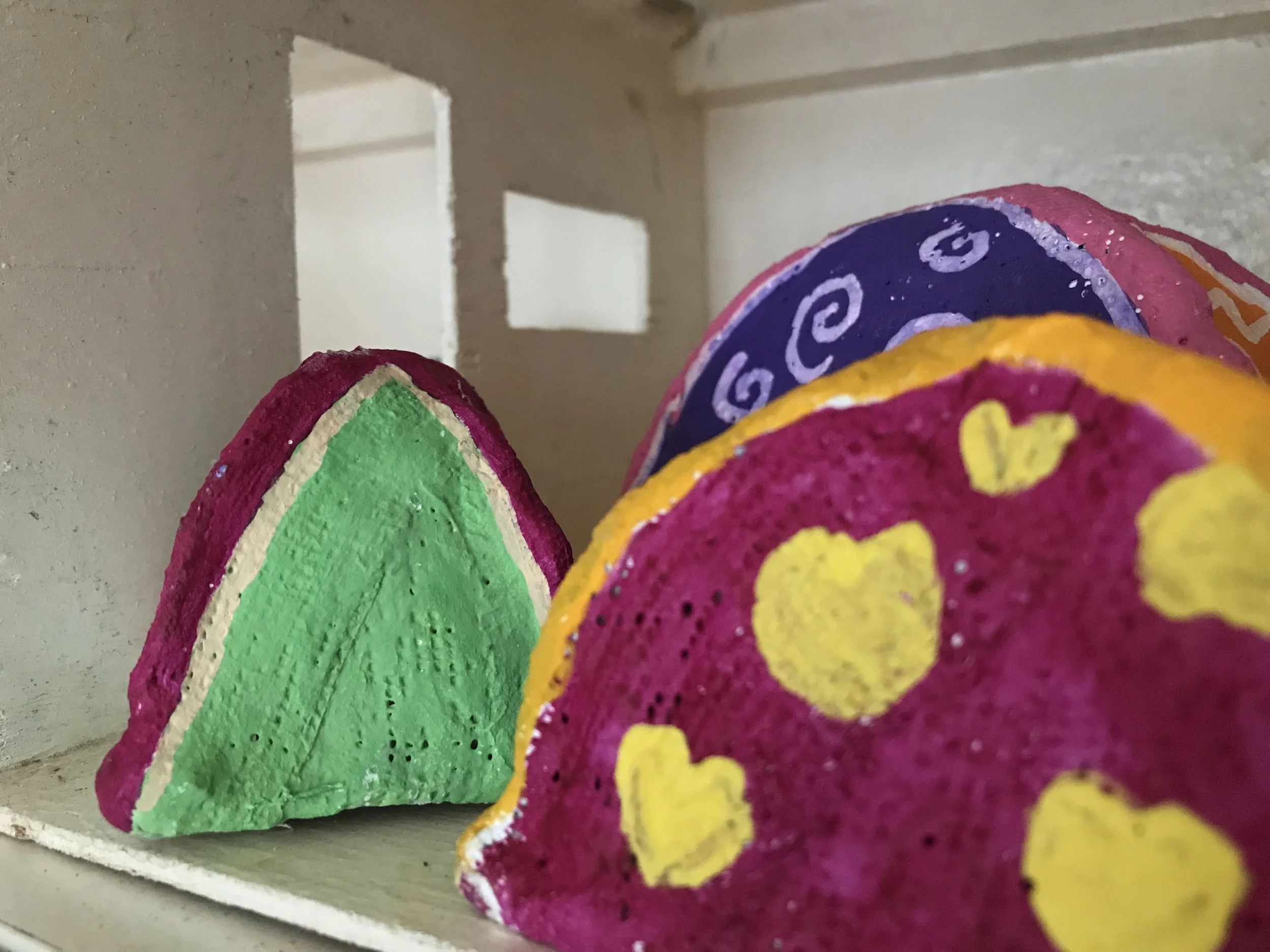 Installing part of Jadene Imbusch’s itinerant community amongst the collection at BasementArtsProject (August 2019) Photo: Bruce Davies
