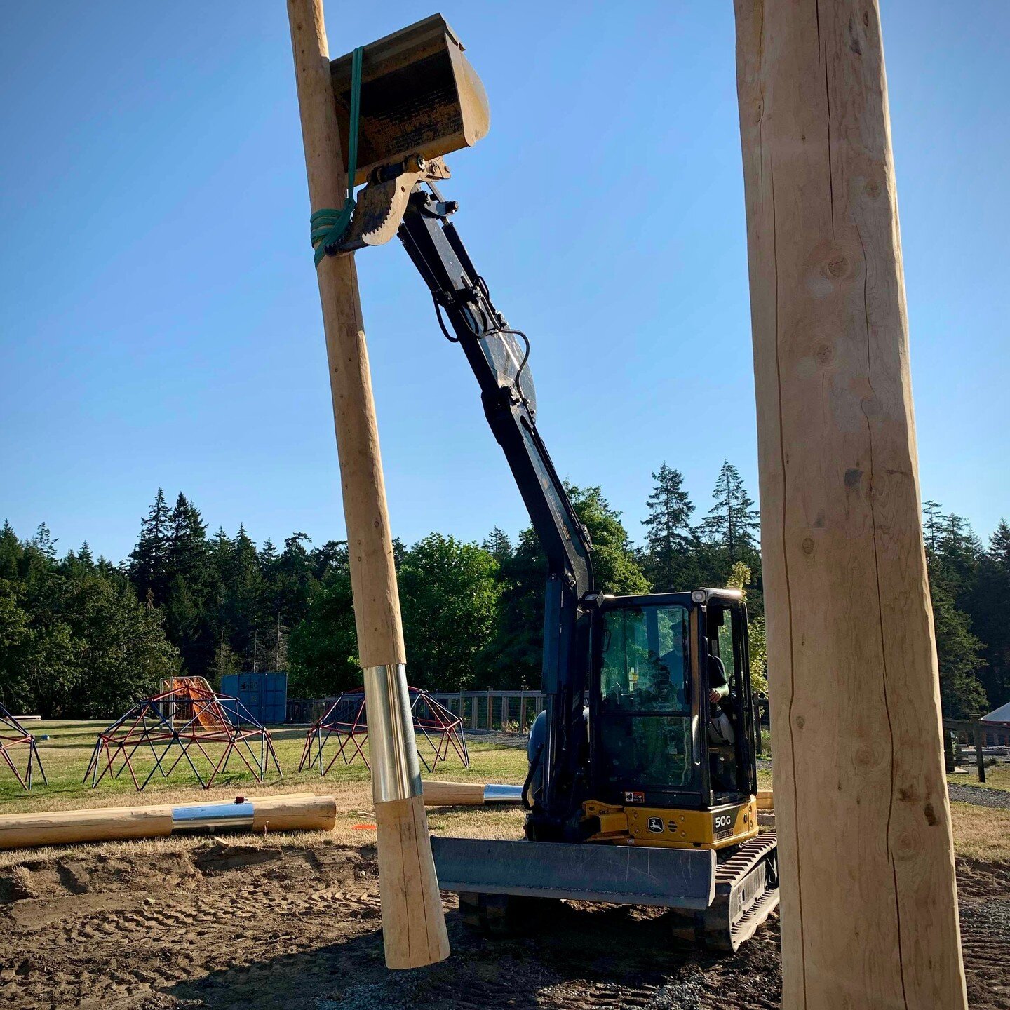 We finished up last week with a whole lot of posts in the ground at @westmontschool... No pressure since school starts back up next week, lol. We will call it added play value that the kids will get a front row seat to the construction of their playg