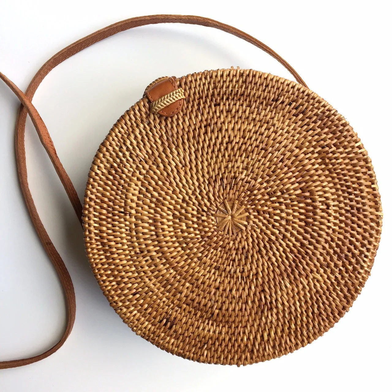 Bali Handwoven Round Rattan Bag (Natural)