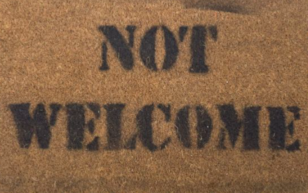 “Not Welcome” stencil created by an Eritrean refugee. Source: BBC