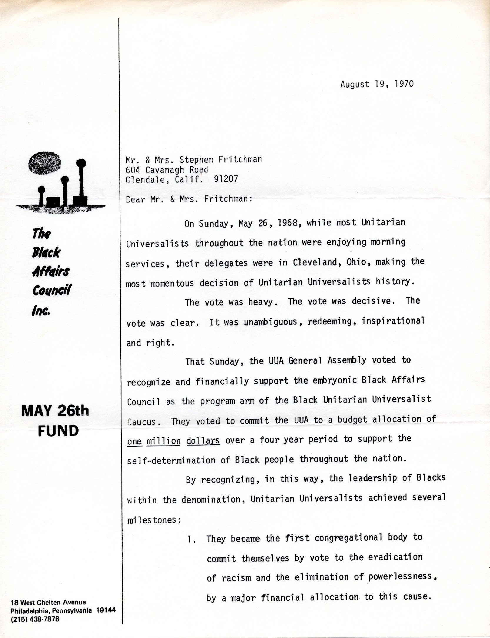 1970.8.19 Letter from Don McKinney to Fritchman re May 26 fund_0001.jpg