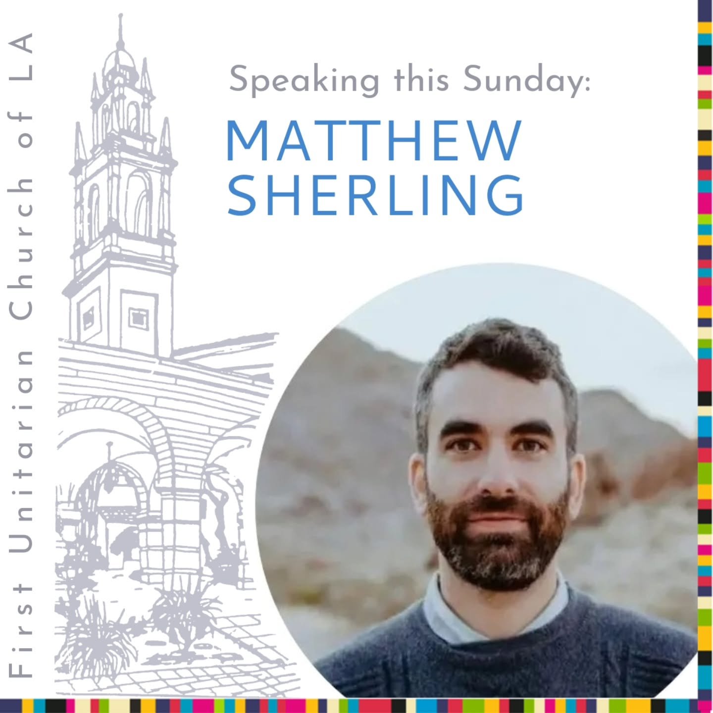 Sunday is our Annual Poetry Service and our speaker is member, Mathew Sherling! 📜🪶
Join us at 11am PT.
More about the Author:
Matthew Sherling is a writer, teacher, and creative community curator. He hosts the podcast The Infinite Weird and a