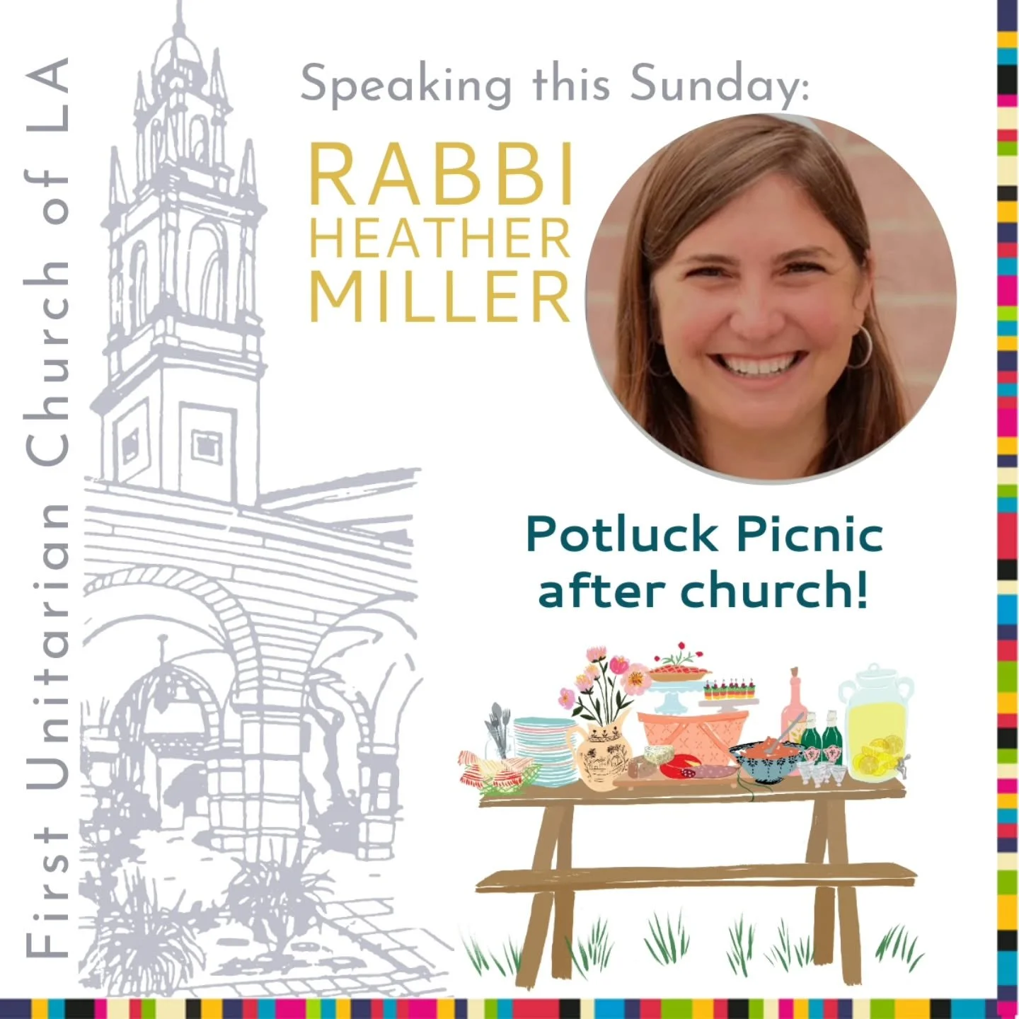 Our speaker this Sunday is Rabbi Heather Miller! 》》》》》 After service, we'll have our annual End-of-Summer Picnic Potluck in the courtyard! Bring a side dish or dessert to share. 🍴🌮 🥗
Rabbi Miller's talk is titled "AI and Sacred Communities.&