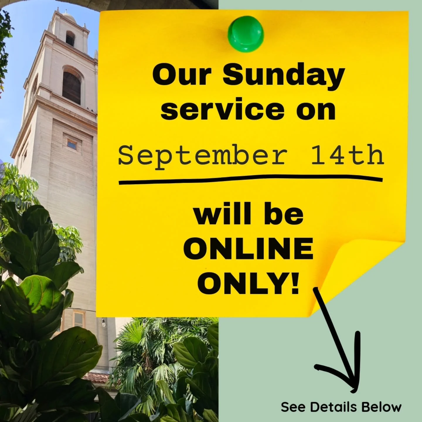 📢 This Sunday, September 14th our service will be 100% virtual 💻 due to road closures and traffic for the Central American Independence Parade.
❗️Do not come to the church
❗️Join us ONLINE in our Zoom room 💻
🔗 Zoom link at www.uula