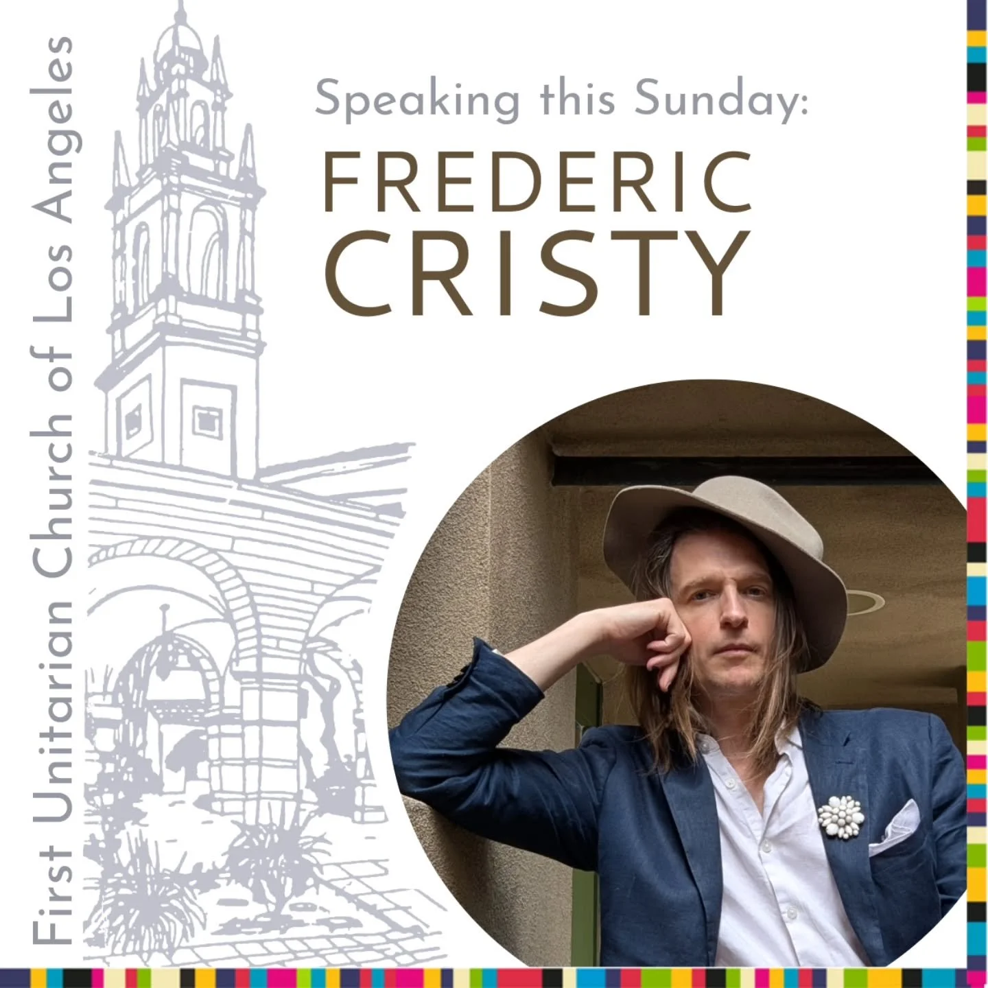 Our speaker this Sunday is Frederic Cristy! His talk is titled &quot;Laughter: Science and Spirituality.&quot; | Join us on Sunday at 11am PT. 

🔹️ About the talk: 

A perspective on laughter by an animator with decades of experience in comedy, a ke