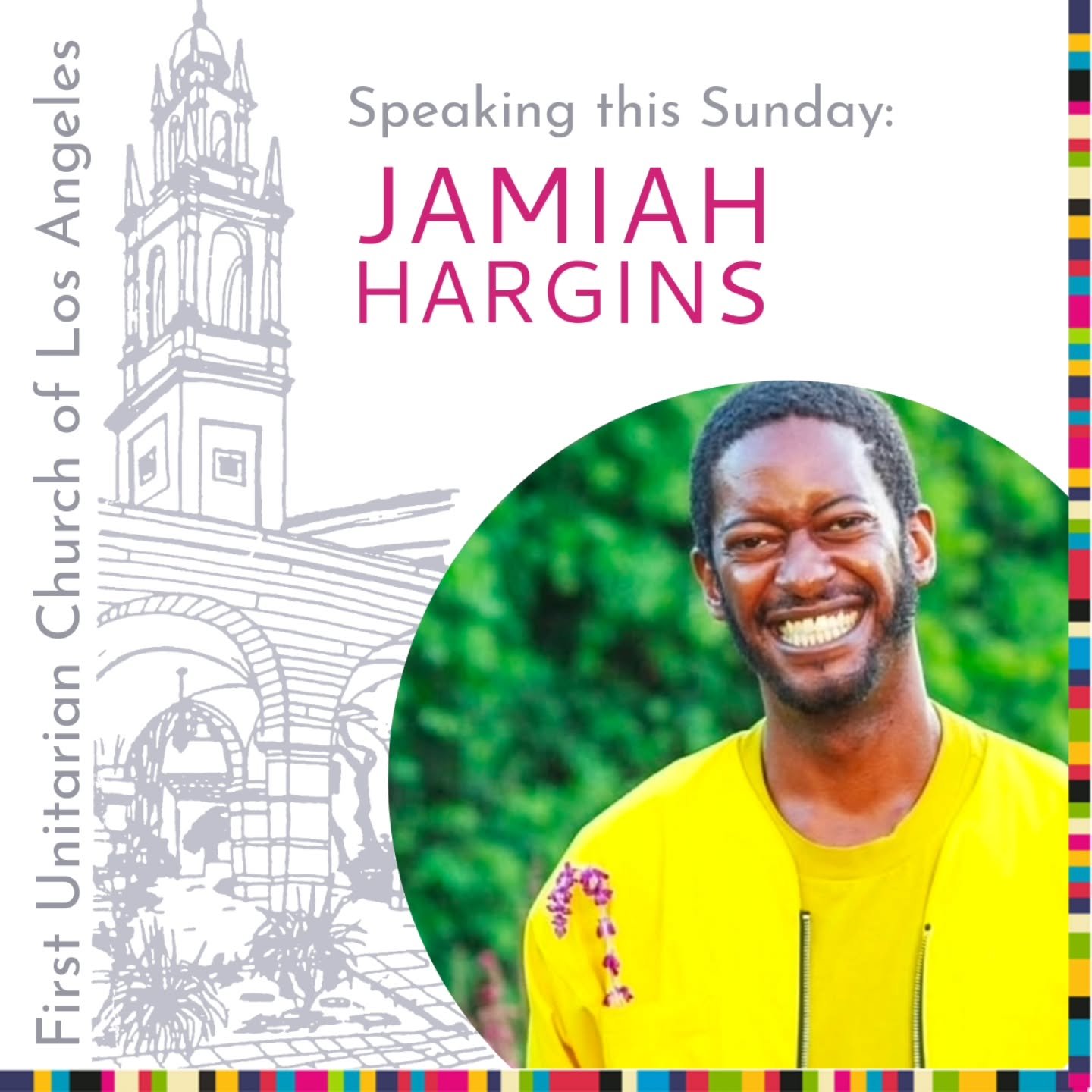 This Sunday we welcome back Jamiah Hargins! His talk is titled "Do What You Can, Where You Are". 🤍 Join us at 11am PT!! 

🏈 Also on Sunday, Feb 8, join us for a Big Game watch party! No matter if you're a football fanatic or just looking 
