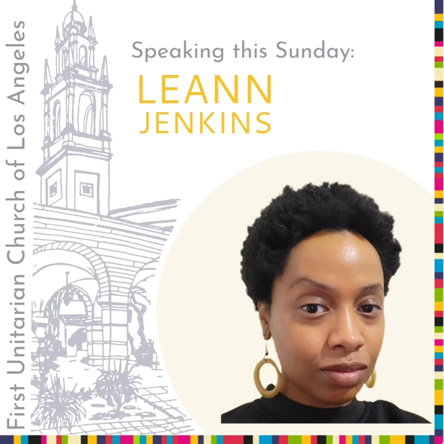 Our speaker this Sunday is LeAnn Jenkins! Her talk is titled "A Matter of Time."

✨️About the talk: 

In this revealing and pressing time, where does our role and our power lie? Through song and storytelling, LeAnn will invite you on a jour
