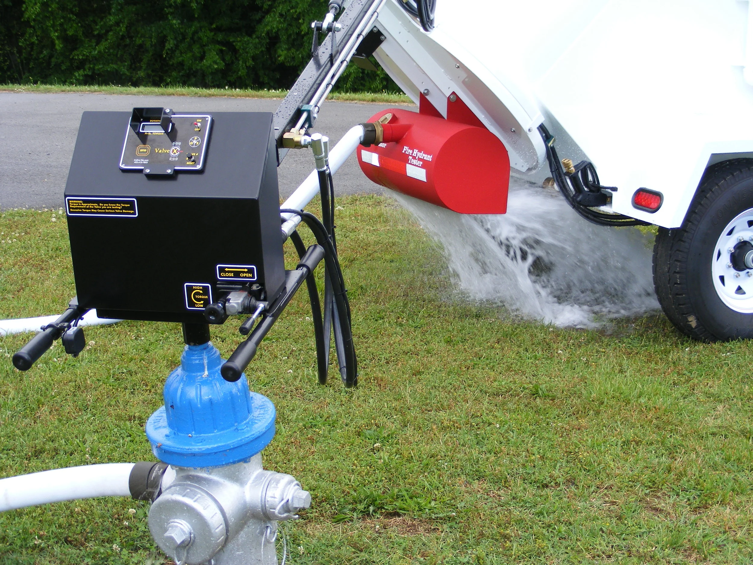 Valve Maintenance Trailer Flushing a fire hydrant