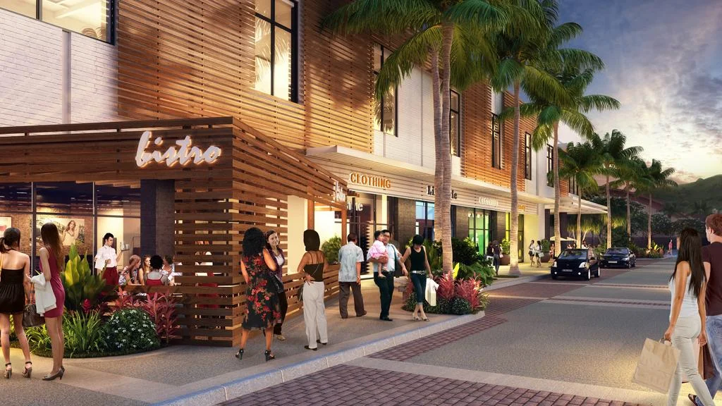 A rendering of Alexander & Baldwin's Lau Hala Shops, the redeveloped Macy's building in Kailua, where Chef Roy Yamaguchi will open his newest concept this year. COURTESY ALEXANDER & BALDWIN