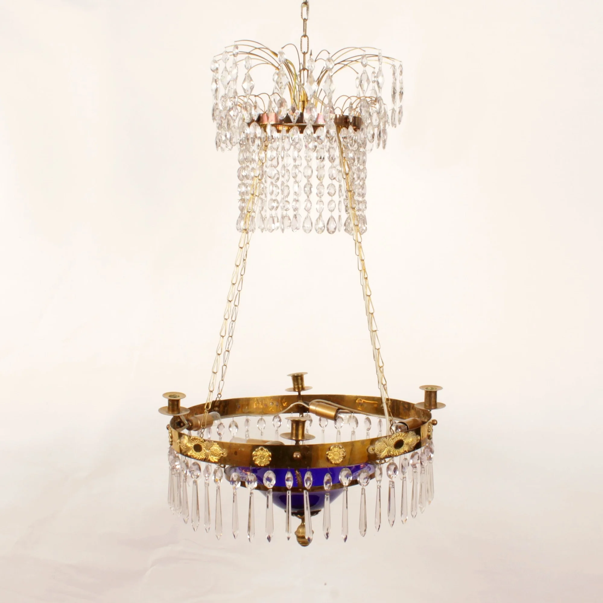 Ljuskrona med blå skål Hagelins Antik 1805286