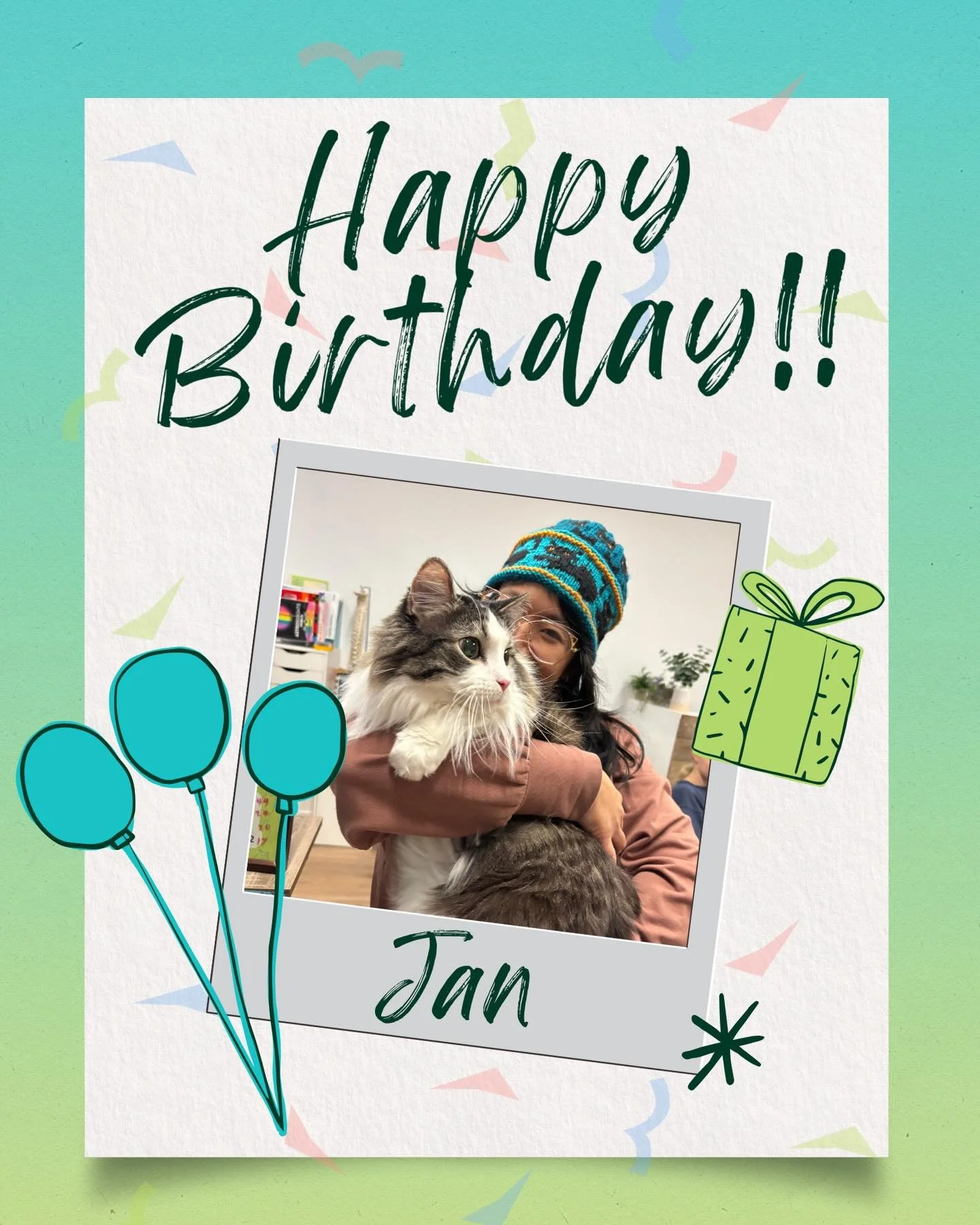 😸 It&rsquo;s a Meowgical day today!! Happy Birthday @janmauw ✨✨

😻 Come by the studio tonight to see Jan at the desk and wish her a Purrr-fact next year!! You have to be kitten me - She turns 36 today!! 🐈

😸 Celebrating Jan today means we get to 
