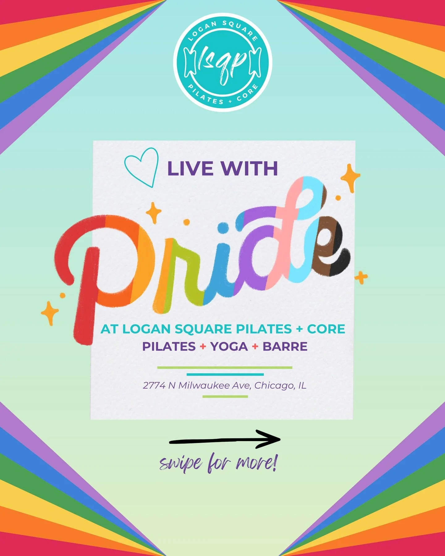 ✨ Happy Pride! 🌈

💜  We are starting off this month saying thank you for spending time in our studio as your authentic selves! Whether client, friend, instructor or visitor, we  appreciate you! 💜

✨ At LSQP, we always strive to be welcoming, not j