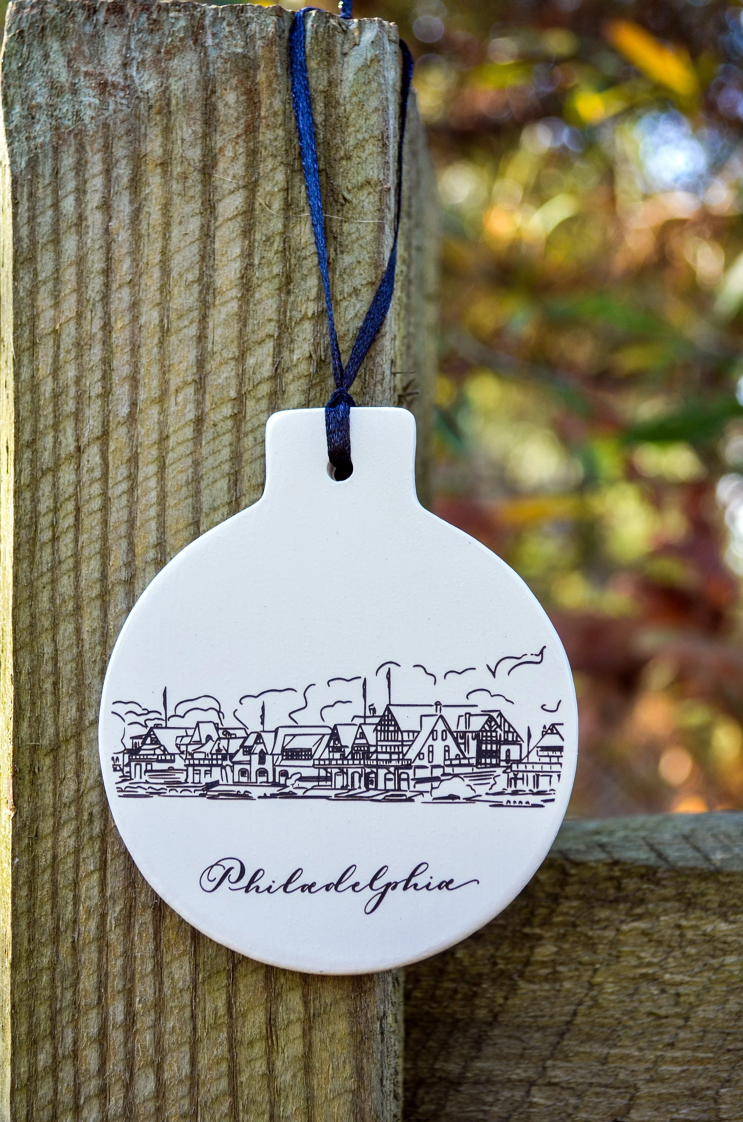Girl Holding a Pen Boathouse Row Ornament