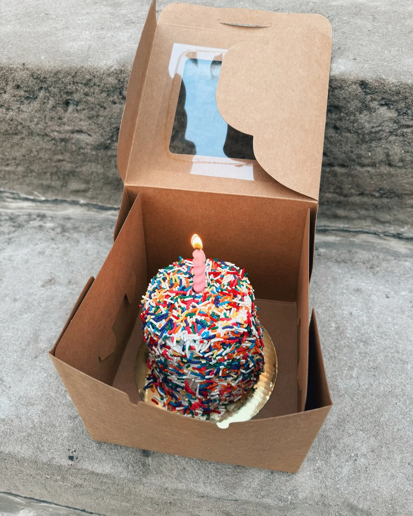 chocolate double sprinkle surprise mini for my lil neighbor that&rsquo;s now 6!!!💕