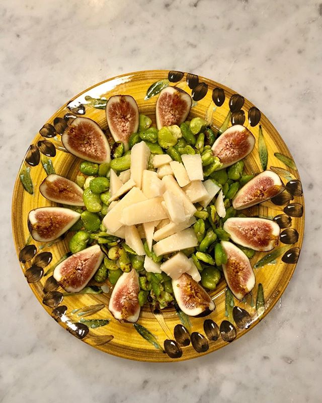 Charred fava beans, parmagiano cheese and honeyed fresh figs, heavenly!