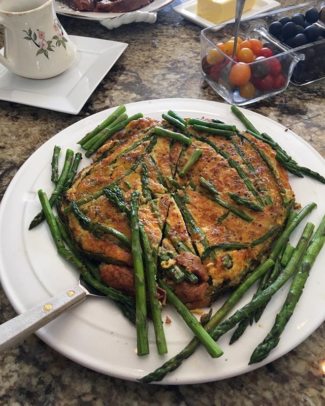 Sunday Frittata, asparagus, applewood bacon and cheddar. Just right!