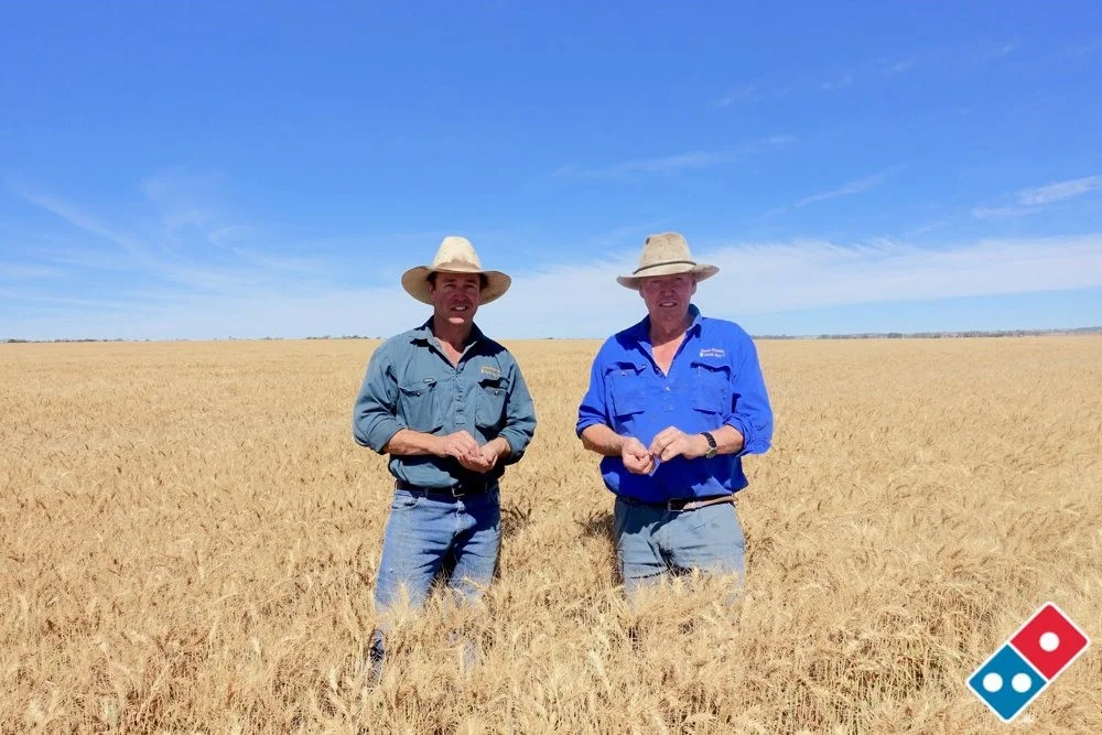 Domino’s celebrates one year of working with local wheat farmers, the Doolins