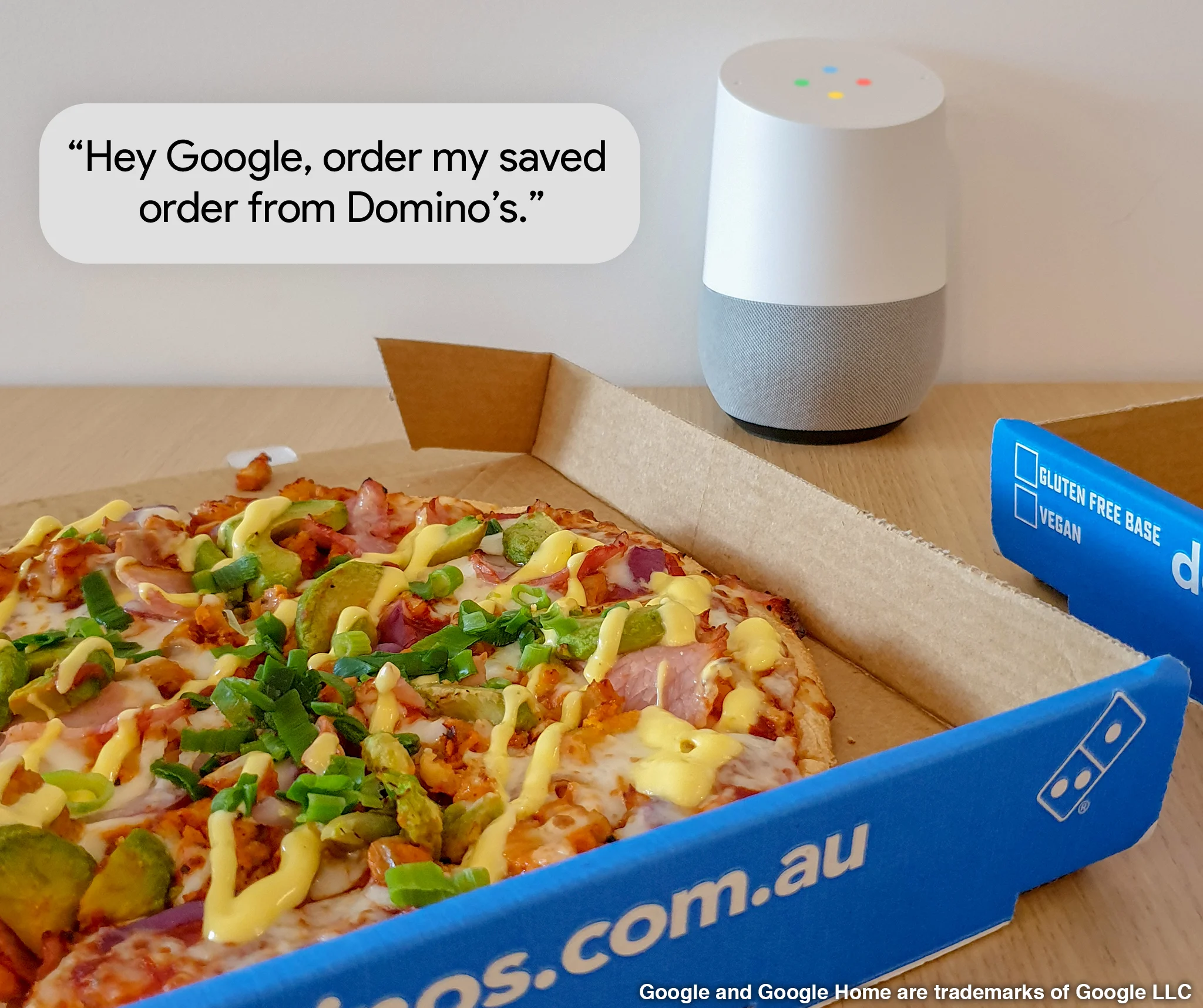 “Hey Google, ask Domino’s for my last saved order”