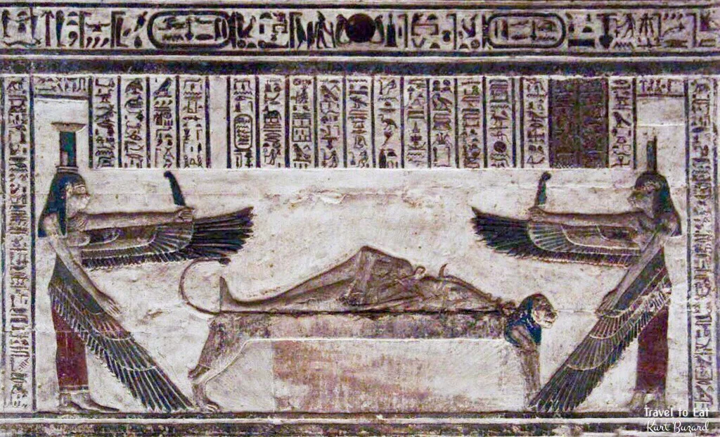 Nephthys (Left) and Isis (Right) guard the body of Osiris ( Source ).